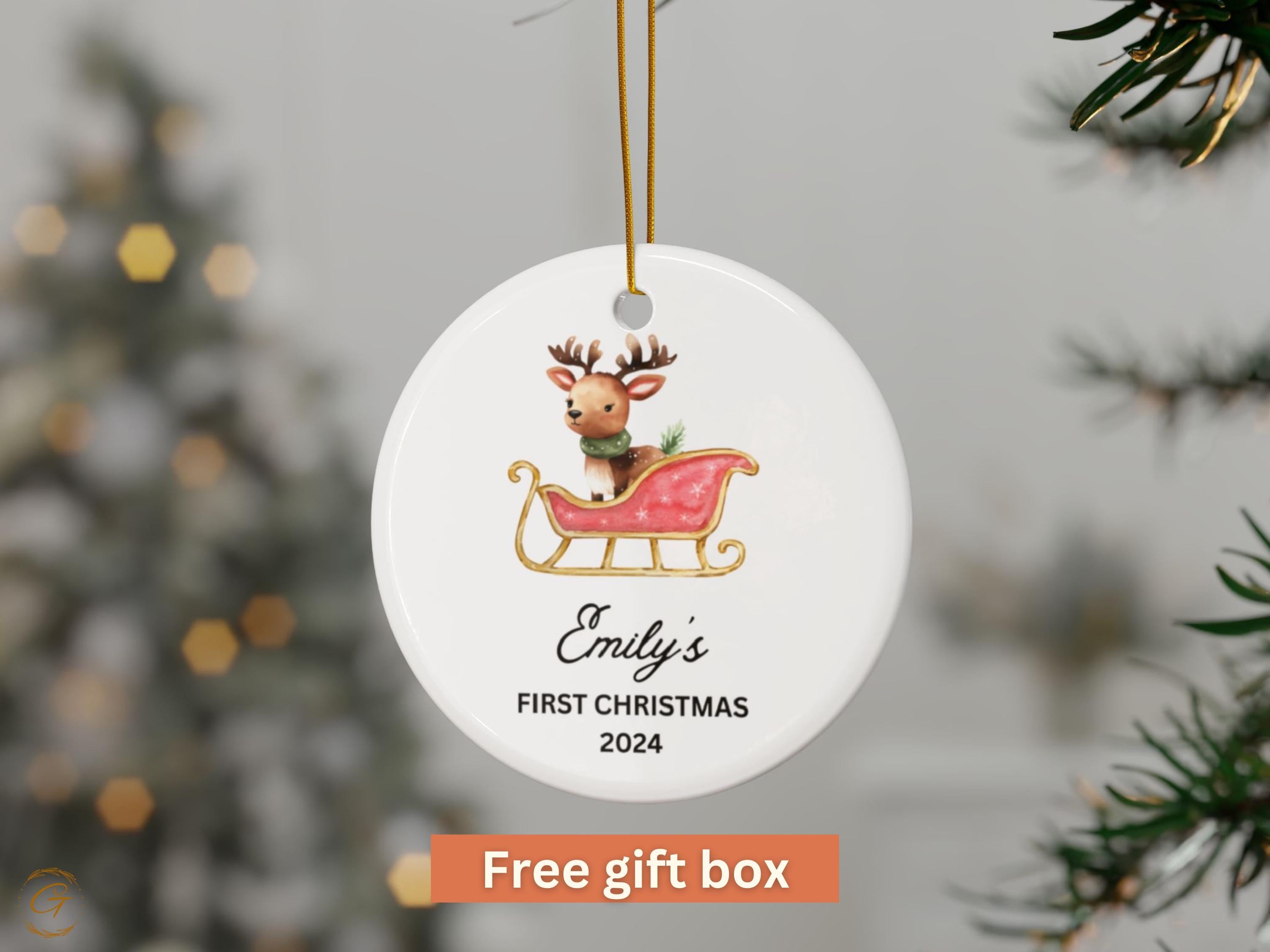 Custom Baby First Christmas Ornament 2024, Personalized Reindeer Christmas Ornament, Custom Baby Christmas Keepsake, Holiday Decoration Gift