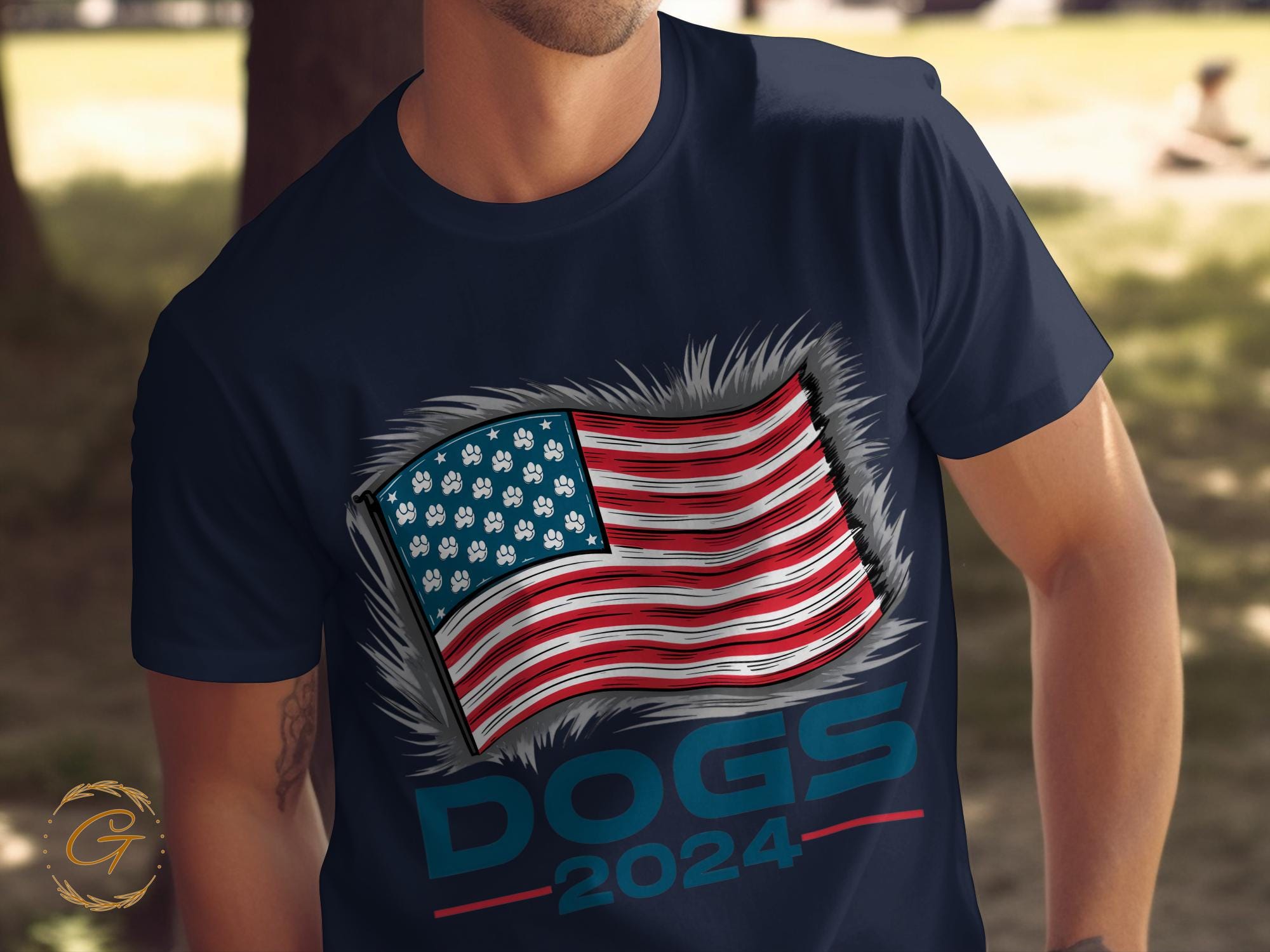 USA Flag Dogs T-Shirt - Patriotic Dog Lover 4th of July Tee