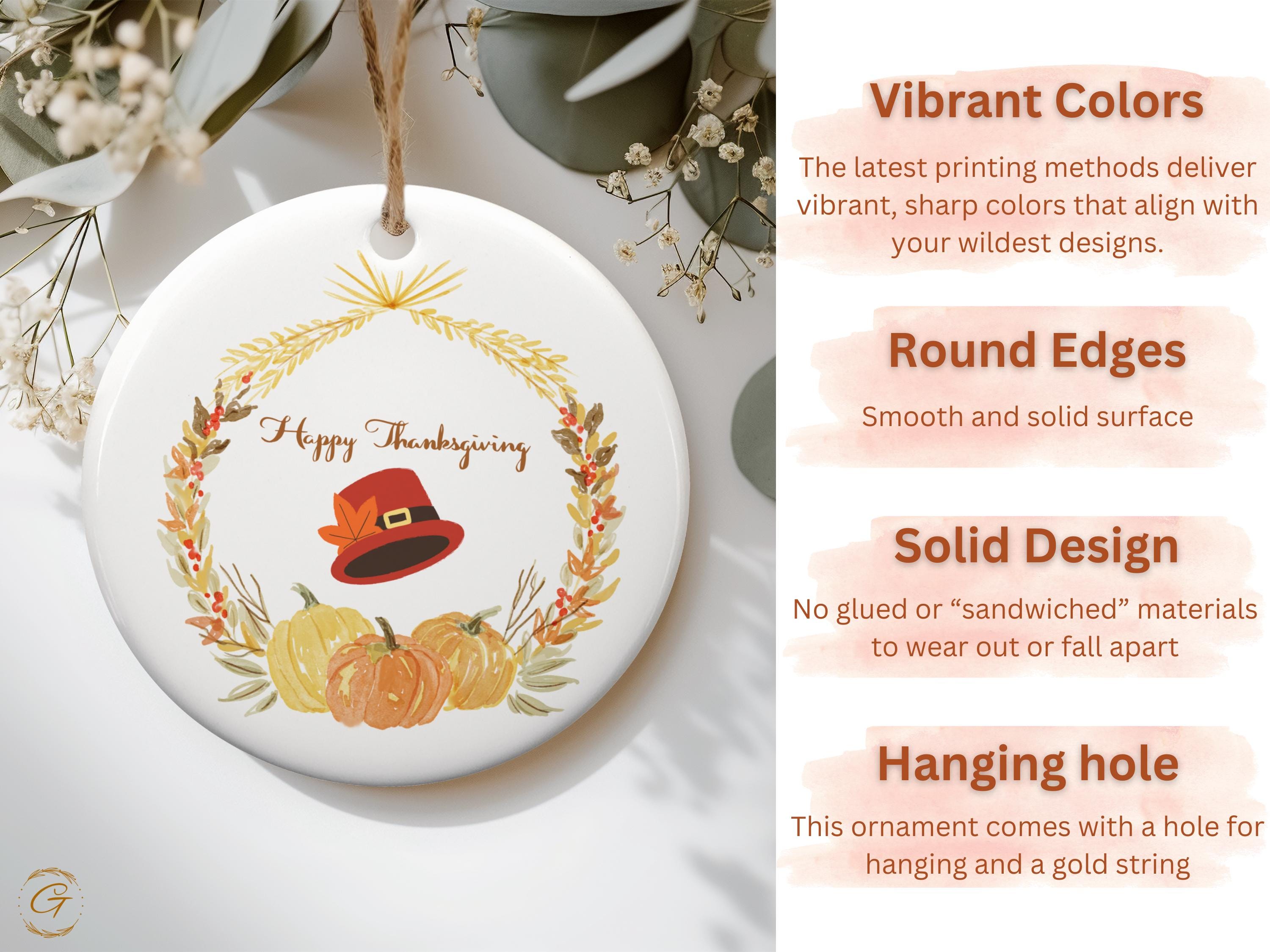 Family Thanksgiving Ornament, Fall Harvest Holiday Keepsakes, Pumpkin Wreath Decors, Autumn Thanksgiving Ornaments, Thanksgiving Home Accent