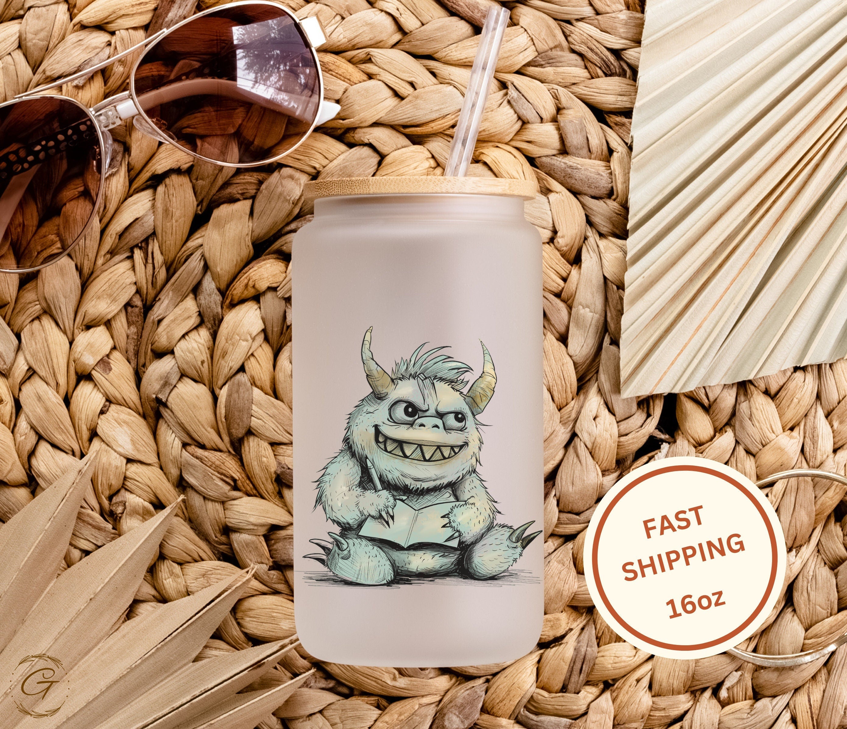 Monster School Yay Design Frosted Glass Cup