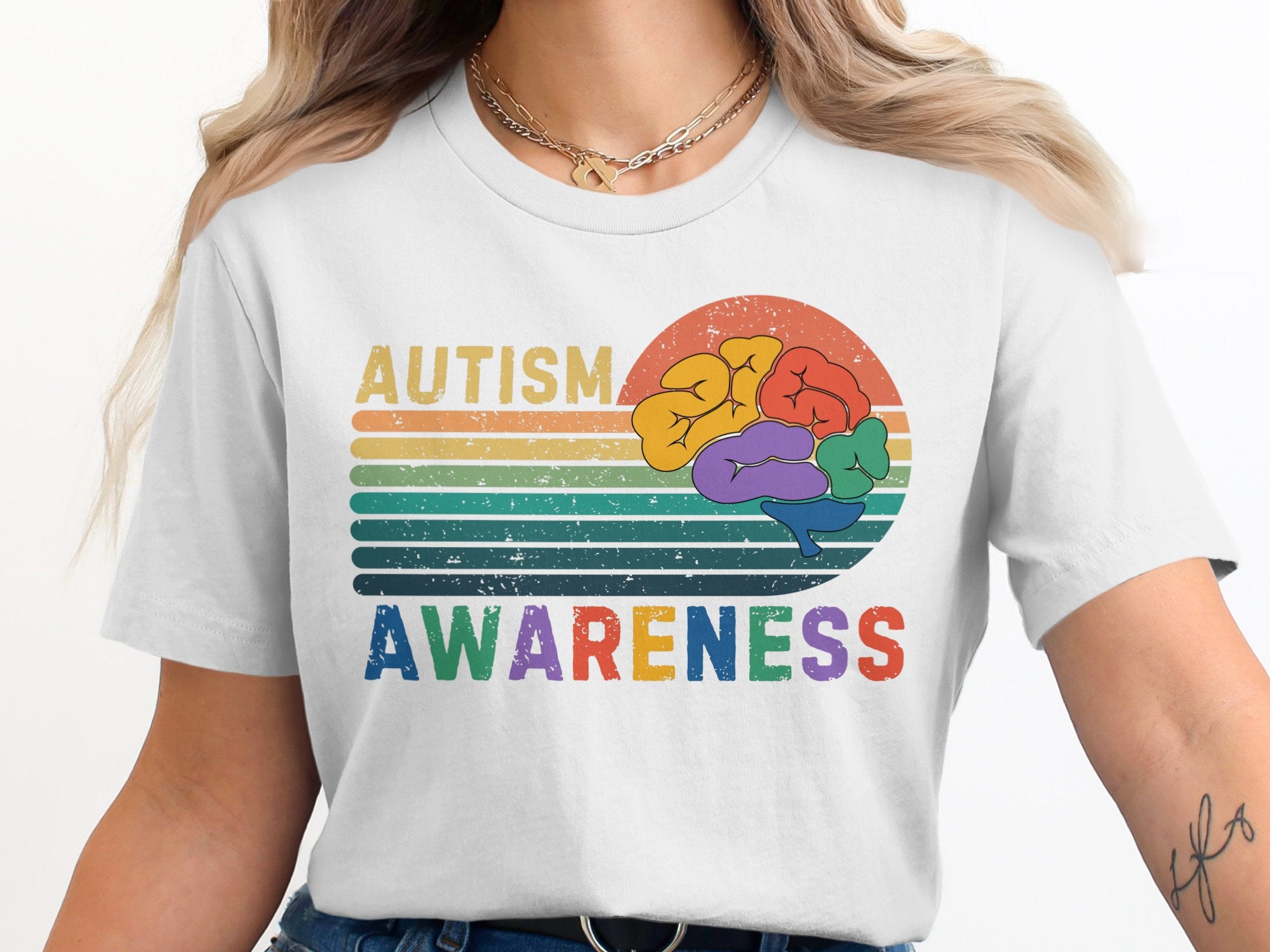 Colorful Autism Awareness Brain Graphic T-Shirt product