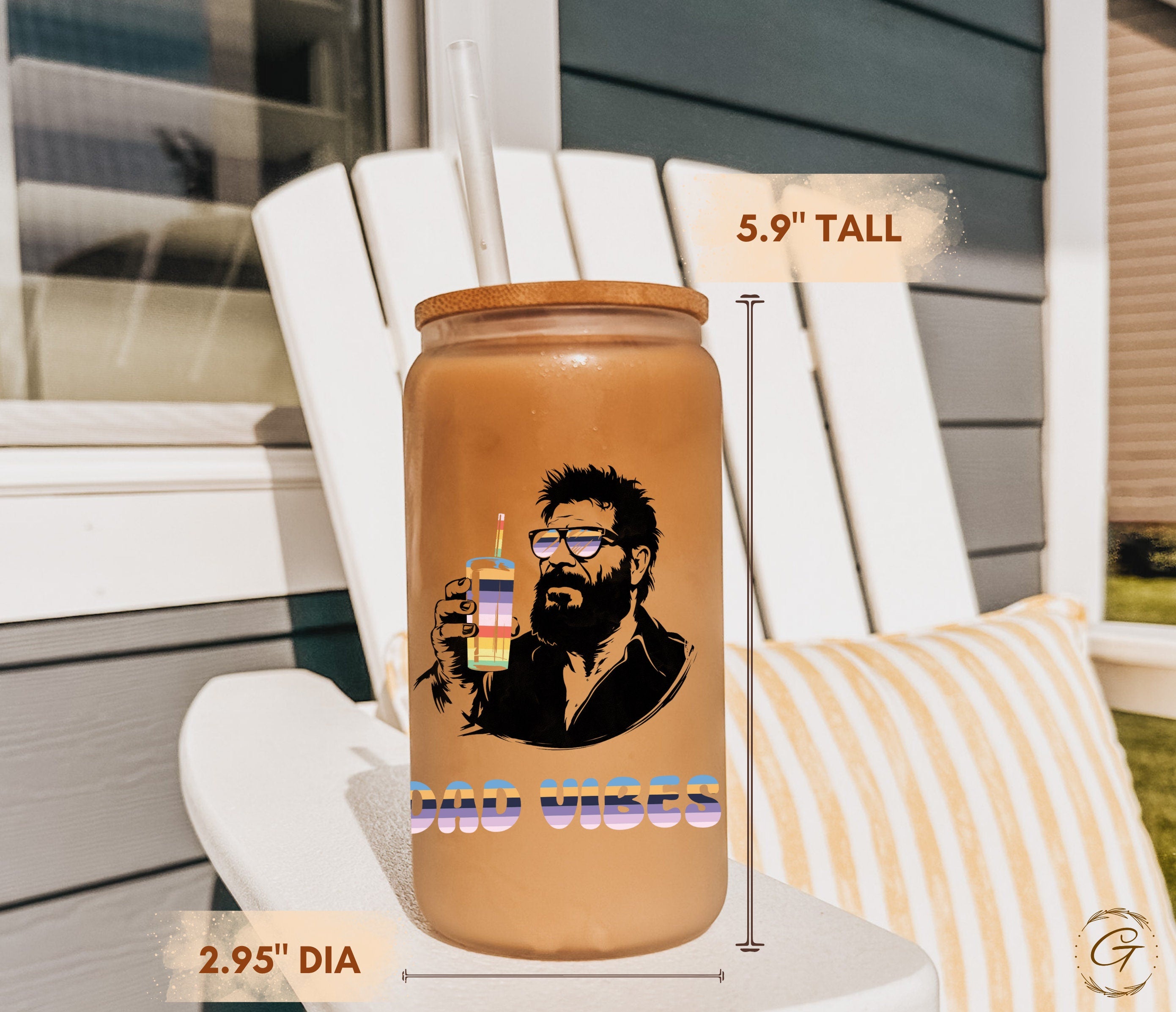 Dad Vibes Frosted Glass Cup, Perfect Father's Day Gift Father Drinkware Birthday Gift For Him New Dad Tumbler Father's day mug