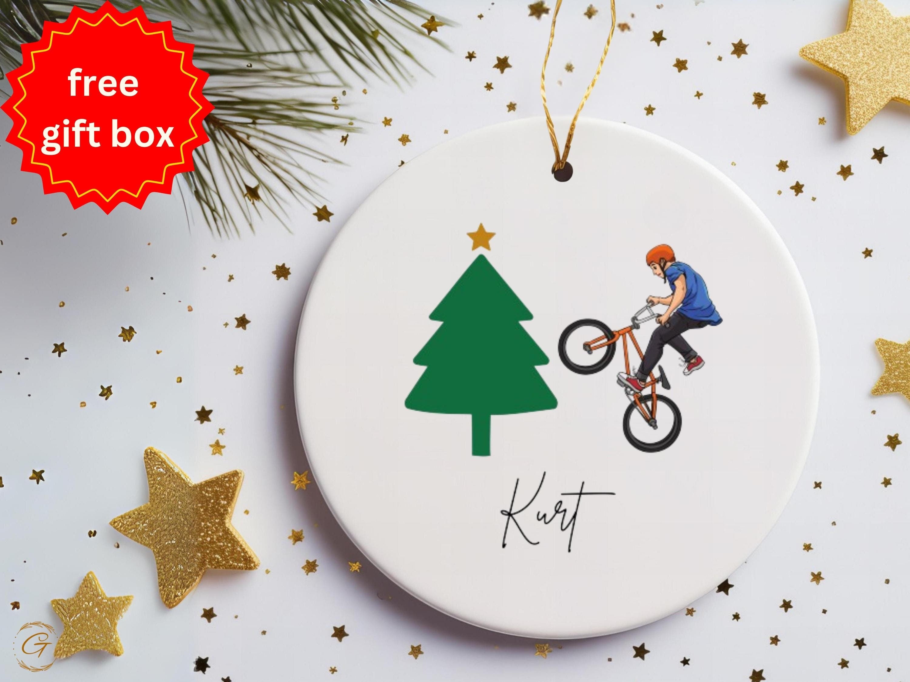 Personalized Christmas Ornament with Biker Rider Design, Unique Holiday Tree Decoration, Perfect Gift for Cycling Enthusiast, Christmas Gift
