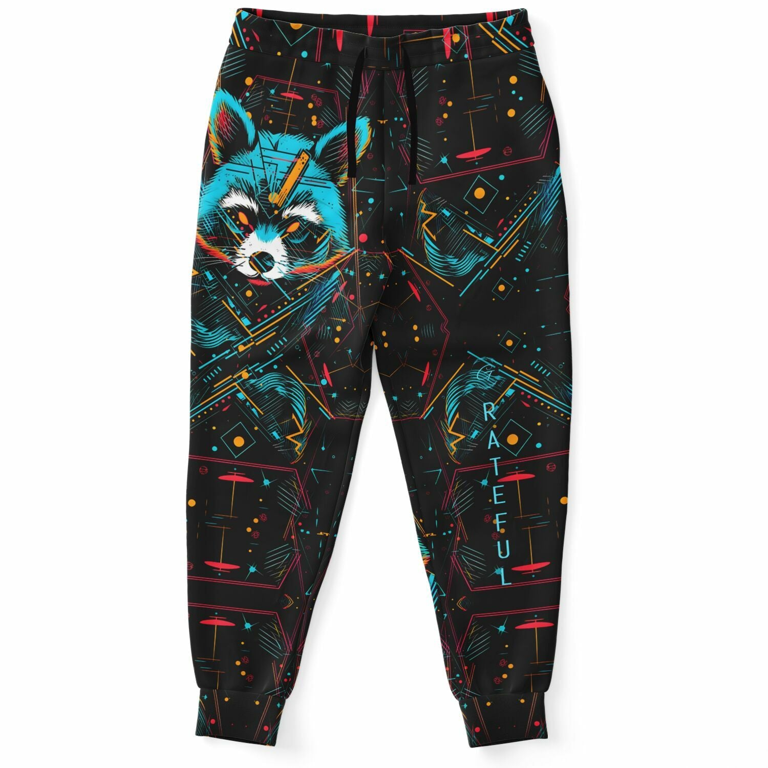 Cyberpunk Raccoon Joggers – Neon Techwear Sweatpants for Men & Women