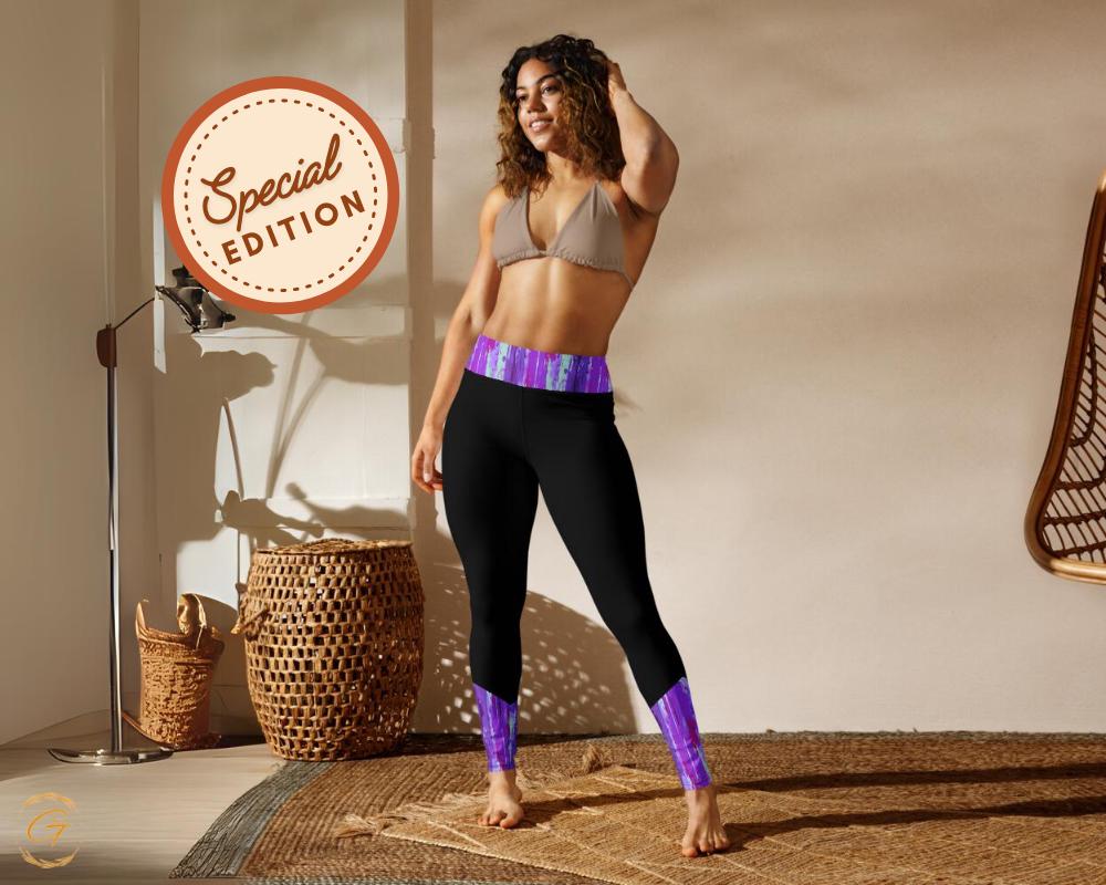 Stylish Black Purple Yoga Leggings and Shorts