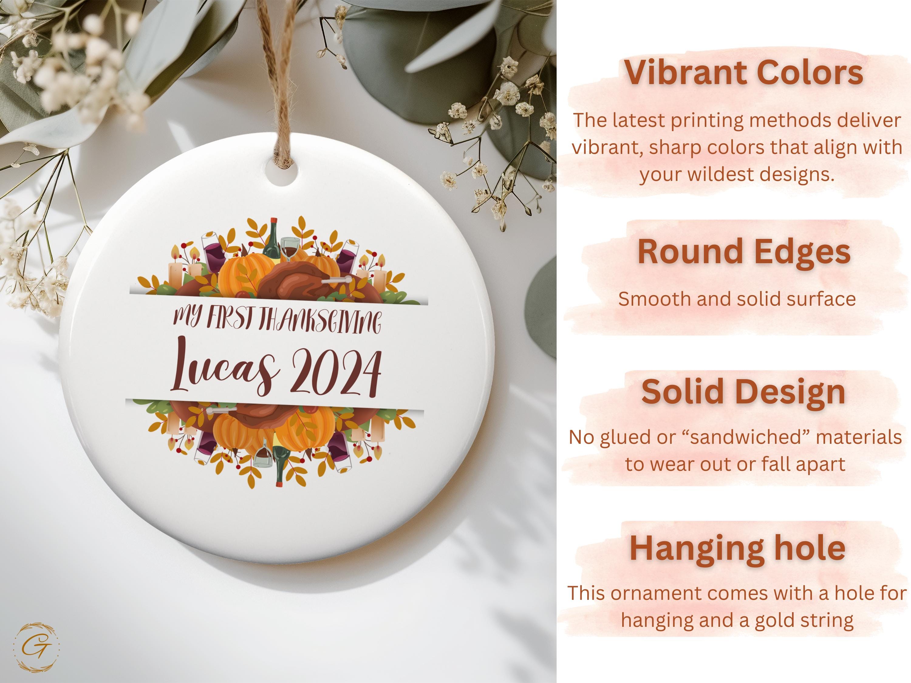Personalized First Thanksgiving Ornament, Custom Year Holiday Keepsake