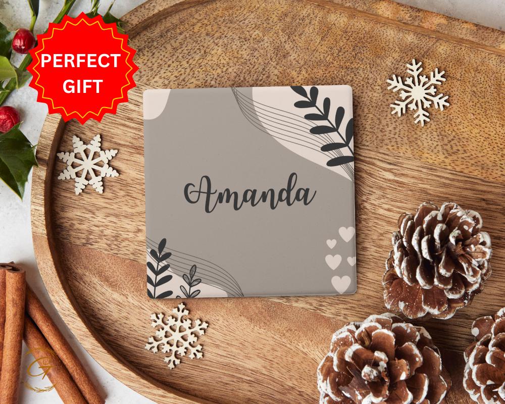 Personalized Soapstone Coaster with Custom Name Design