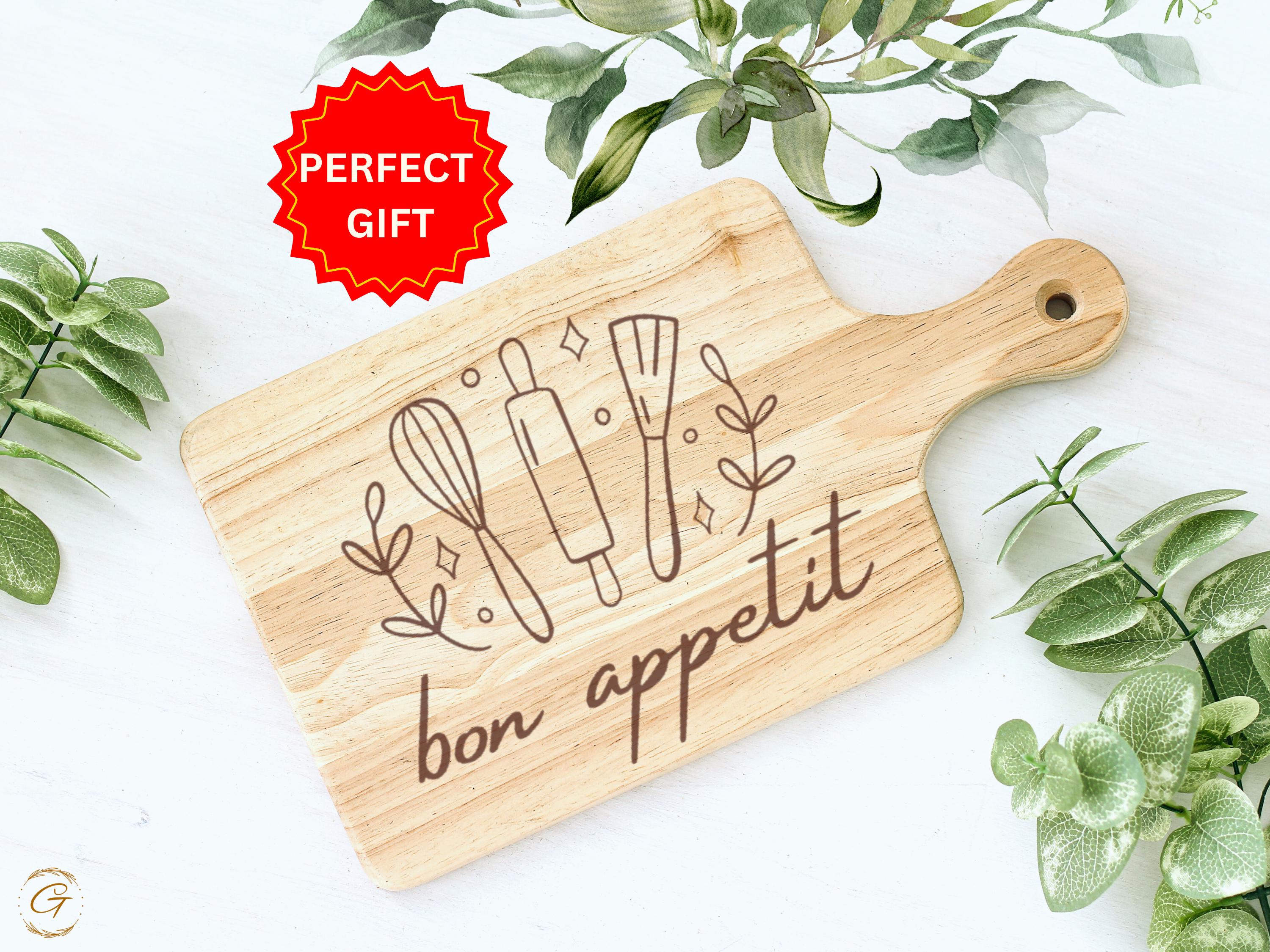 Bon Appétit American-Made Hardwood Cutting Board | Premium Kitchen Boards | Gift for Cooking Enthusiasts | Personalized Rustic Serving Board