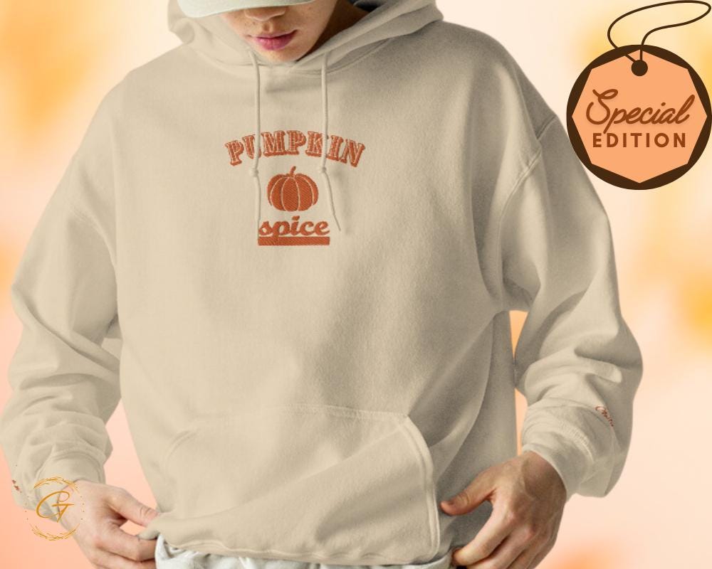 Halloween Pumpkin Spice Hoodie, Autumn Theme Hooded Sweatshirt, Cozy Hooded Pullover, Spooky Season Hooded Sweater, Halloween Pumpkin Hoodie