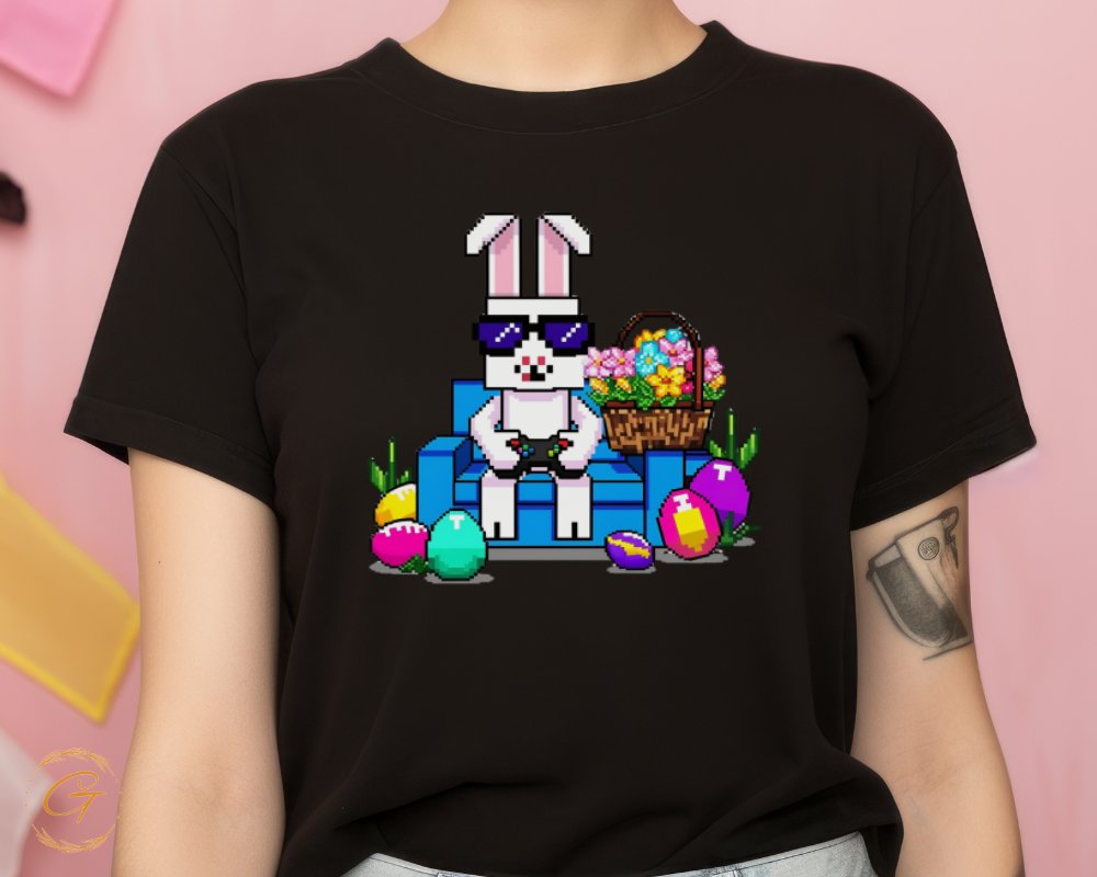 Cool Easter Bunny Gamer Pixel Art T-Shirt product type