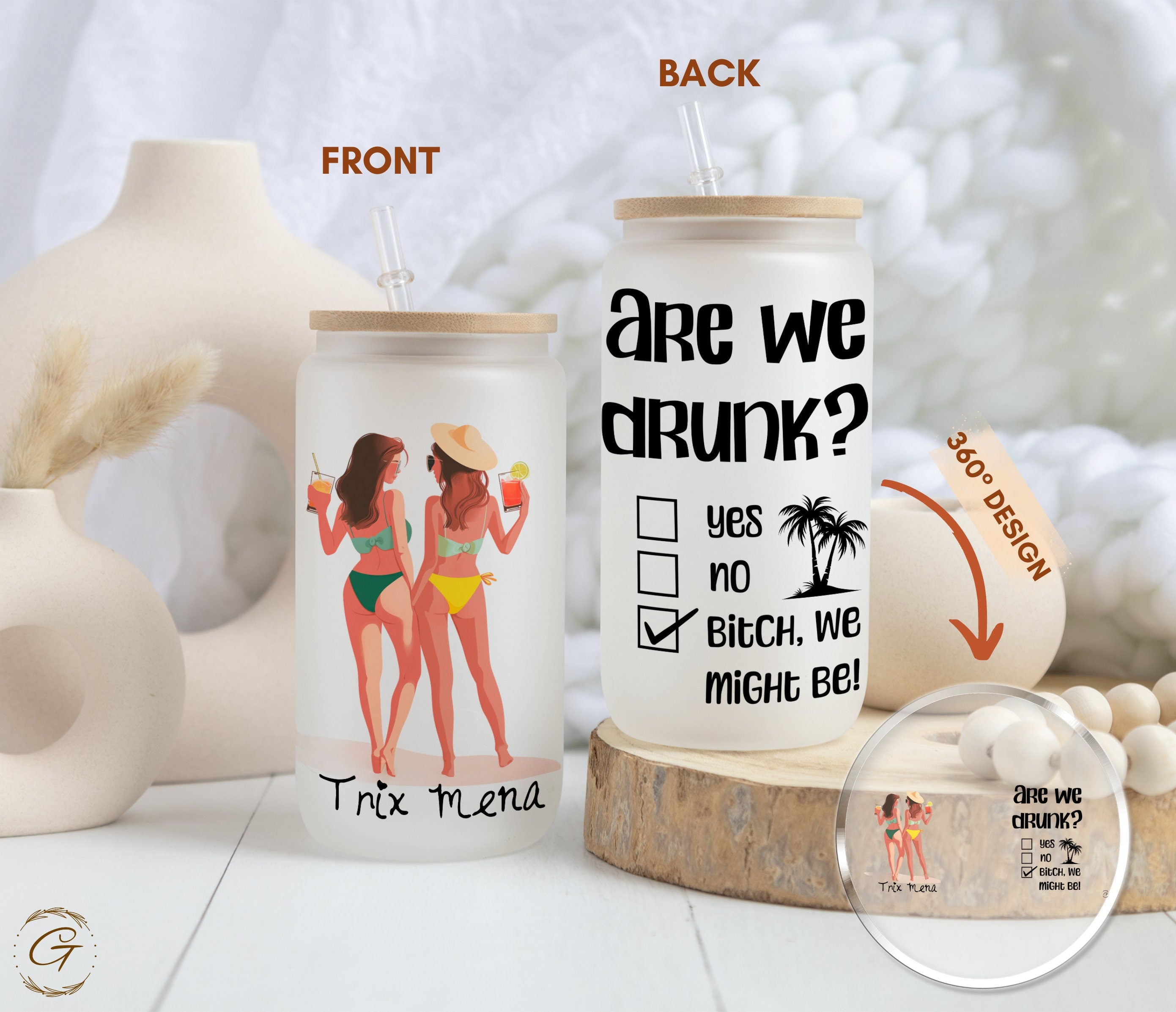 Are We Drunk Summer Design Frosted Glass Cup Tumbler