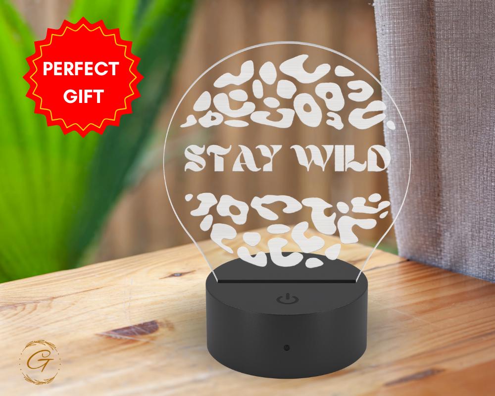 Stay Wild Design Circle Acrylic LED Sign, Custom Wall Light
