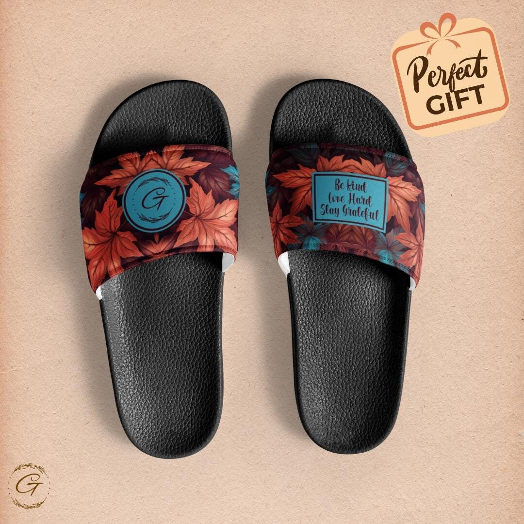 Maple Floral Design Stylish Men's Slides Slip-On Sandals