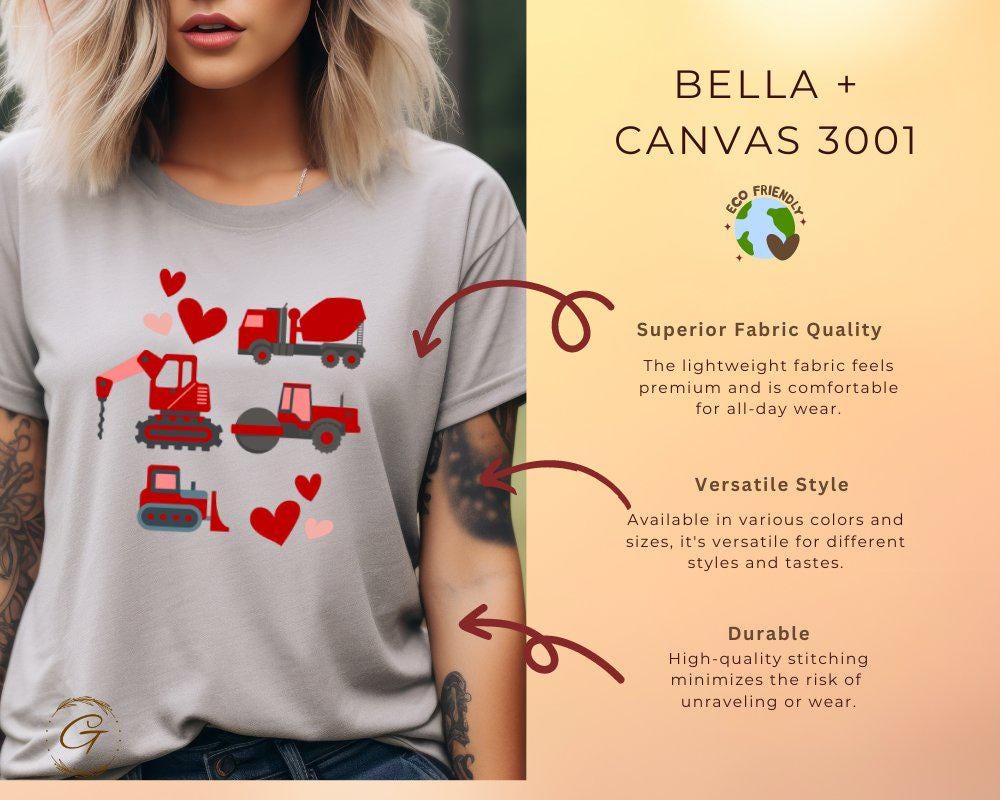 Valentine T-Shirt, Construction Vehicles and Hearts Tee