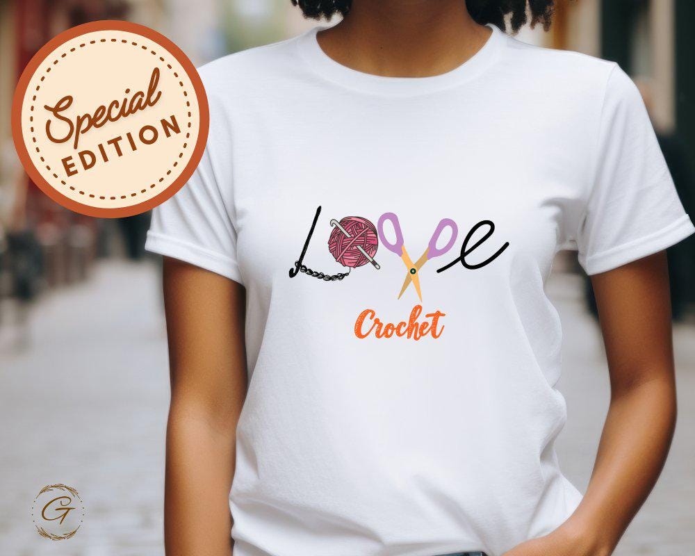 Hobby Shirt 'Love Crochet Tee, Yarn Scissors Design Tee
