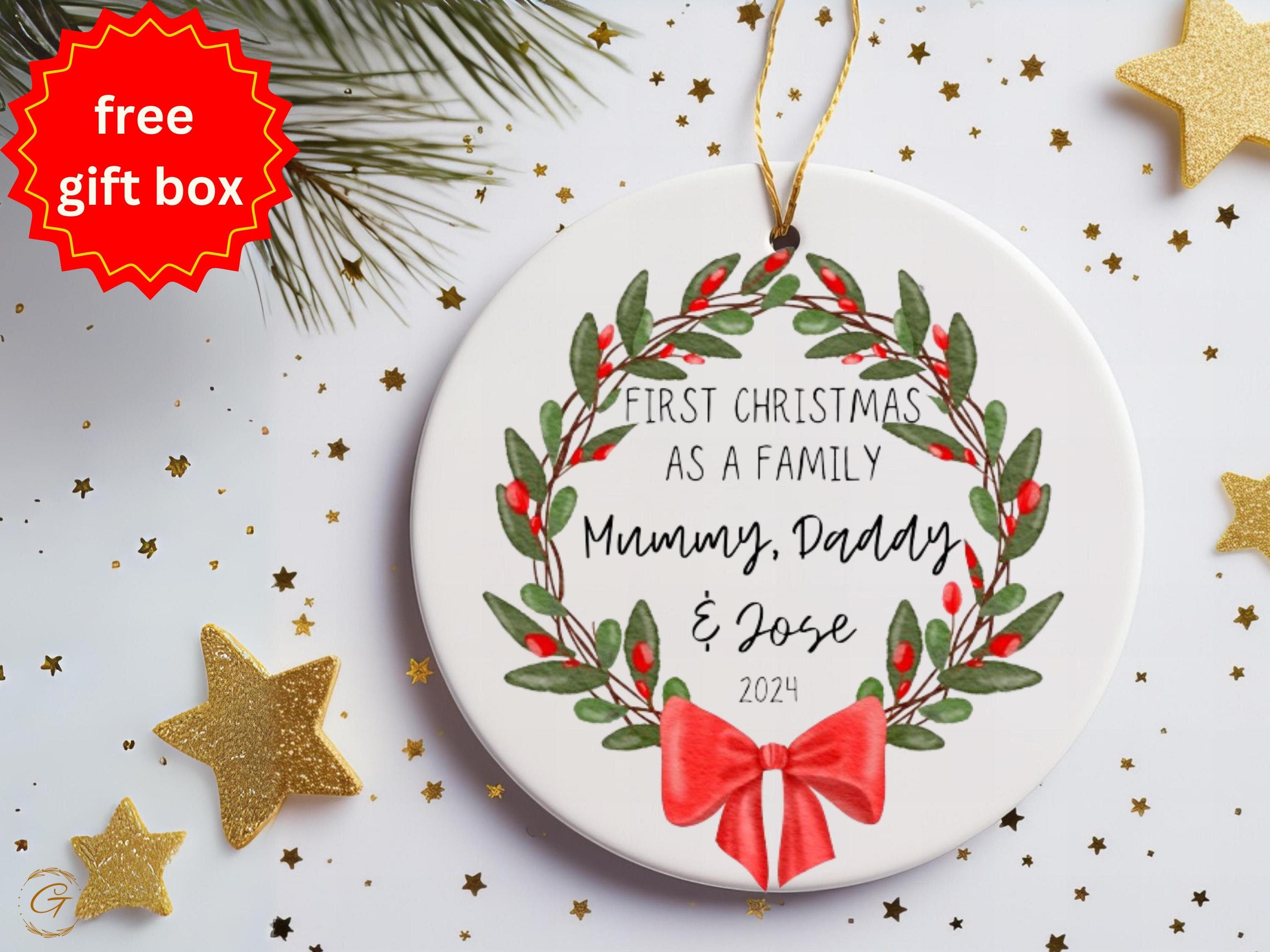Custom First Christmas Family Ornament Wreath 2024