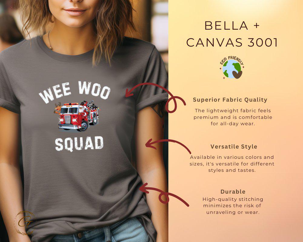 Profession T-shirt, Wee Woo Squad Fire Truck Santa Claus Christmas Design Tee