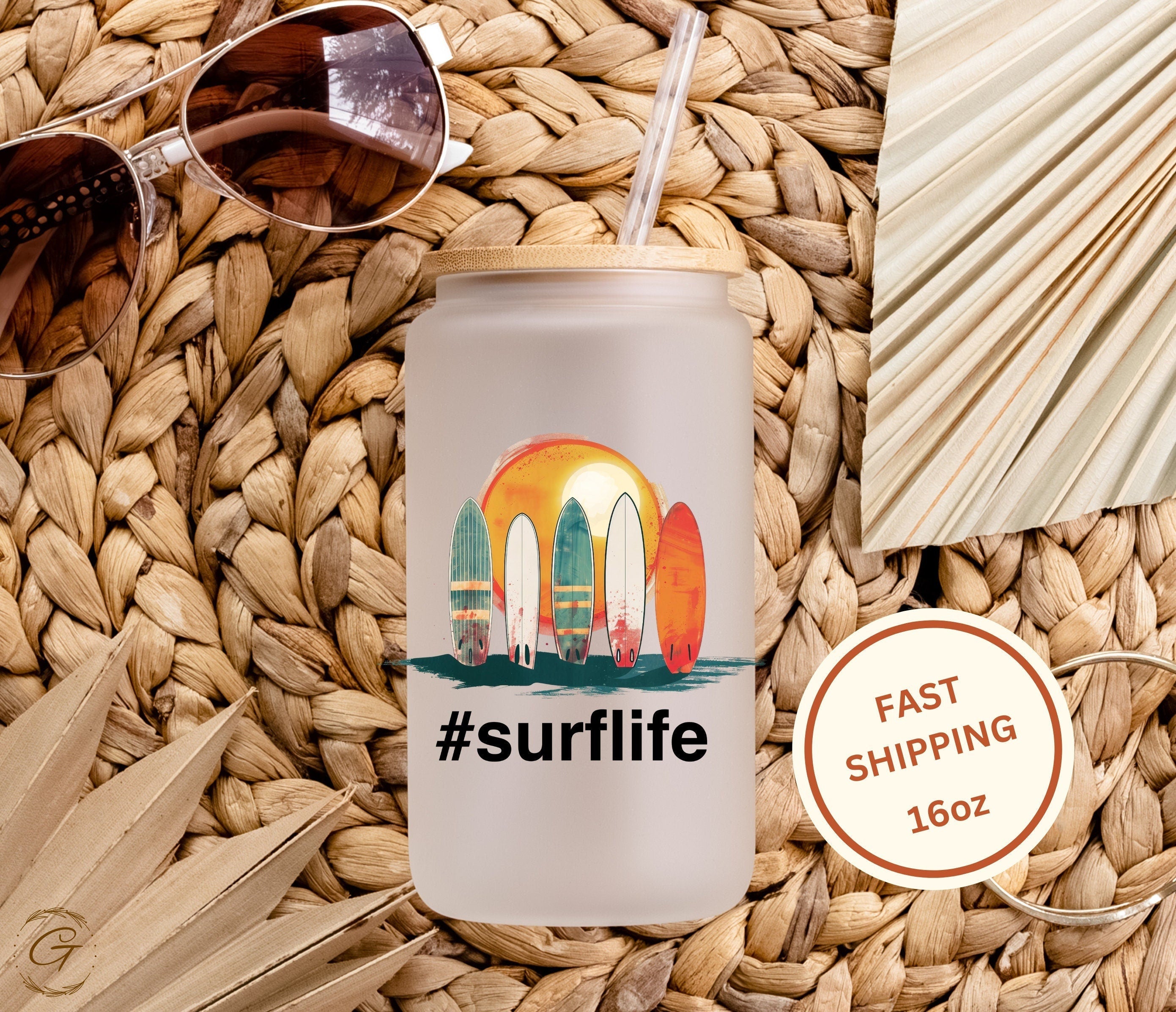Surf Life Frosted Glass Cup
