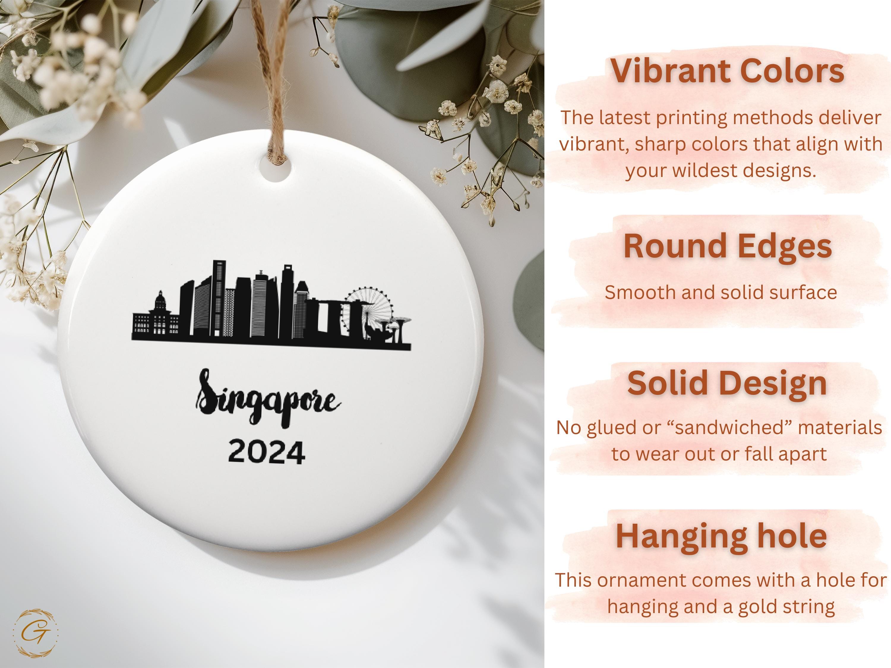 Singapore Skyline Ornament 2024, Cityscape Souvenirs, Travel Keepsakes, Unique Singapore Gift, Holiday Decorations, Ideal Gift for Travelers