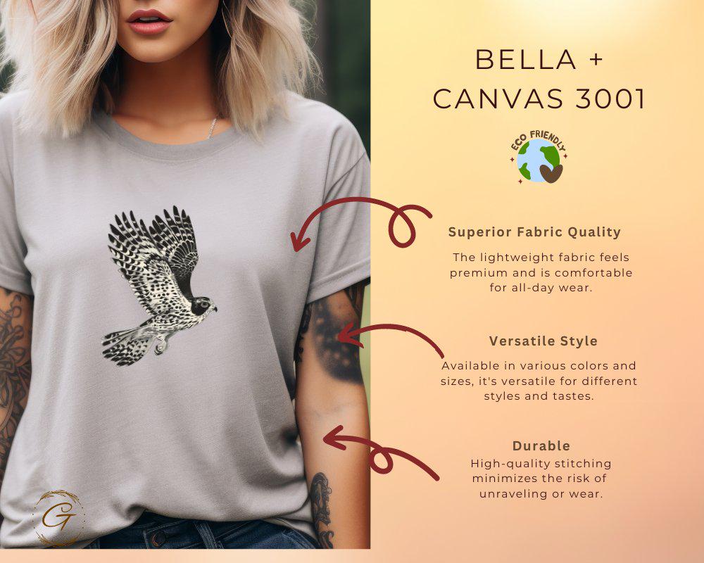 Vintage Hawk Illustration T-Shirt, Detailed Bird of Prey Design Tee