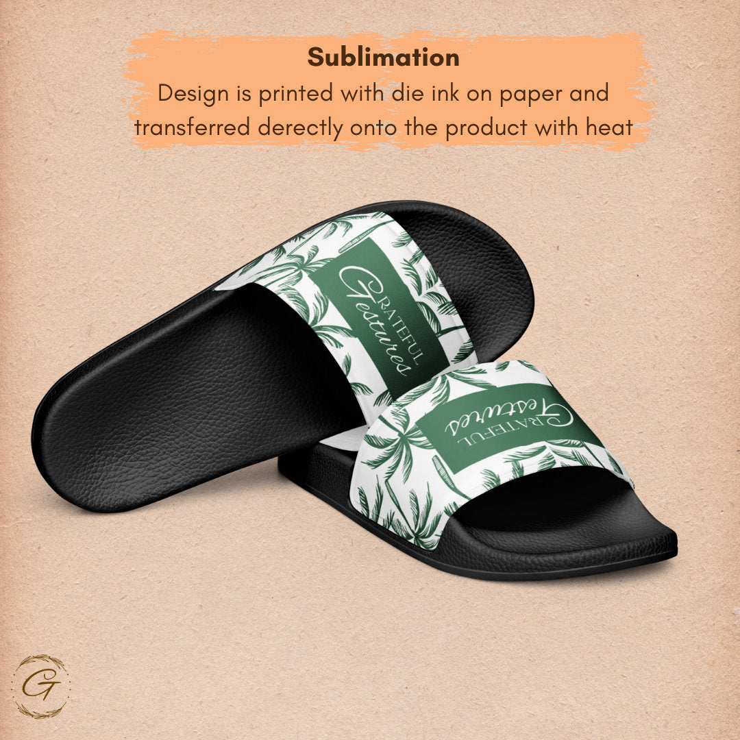 Men's Slides Palm Tree Design, Vibrant Beach Sandals