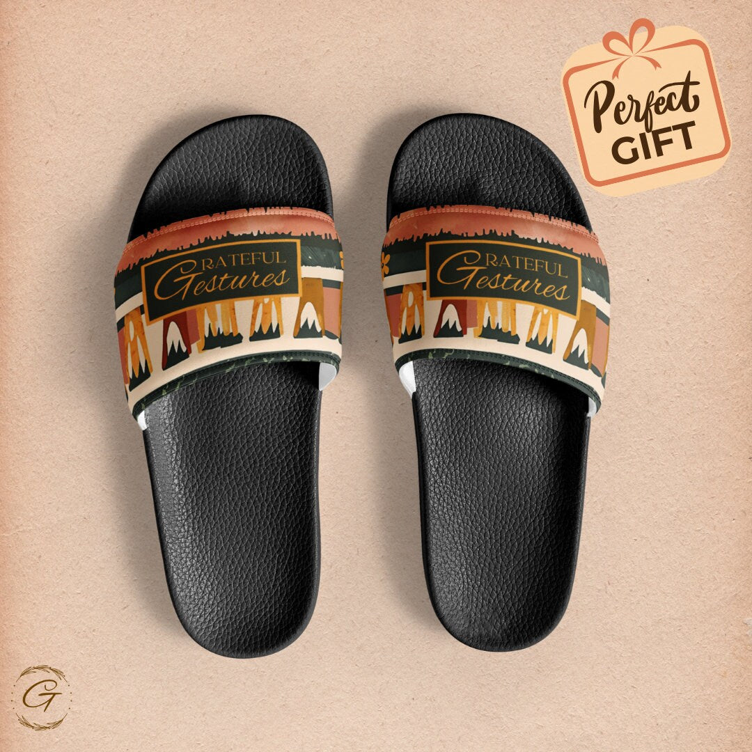 Bohemian Men's Slide, Moody Brown Design Sandals