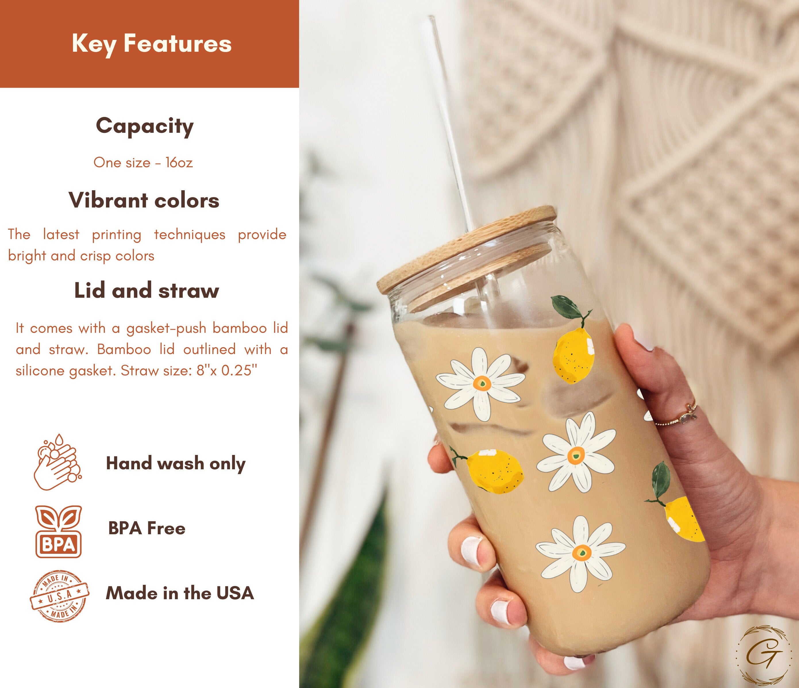 Cute Daisy and Lemon Pattern Tumbler