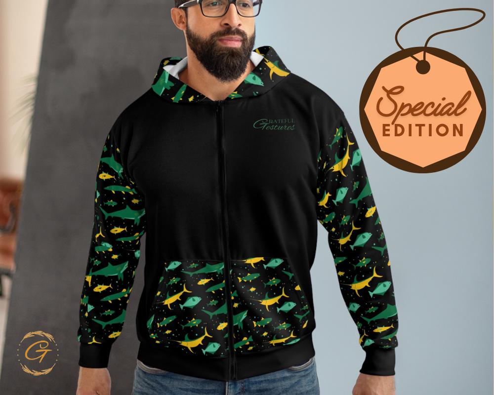Fishing Design Unisex Zip Hoodie All-Over Print