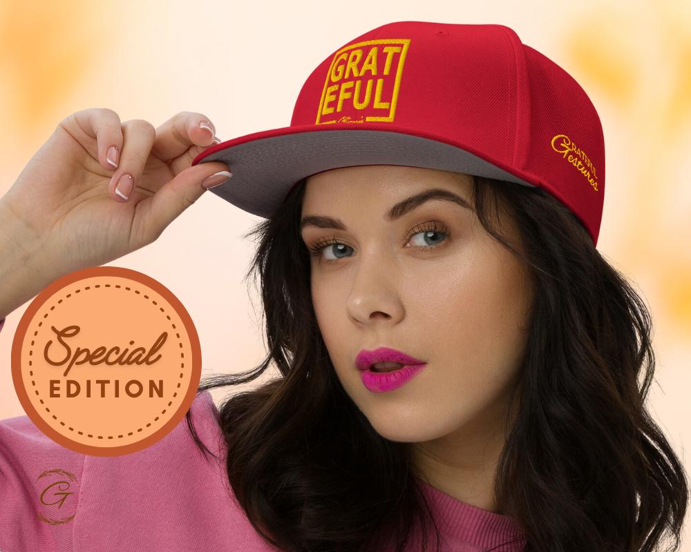 Grateful Snapback Hat Embroidered Design