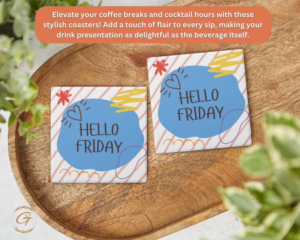 Soapstone Coaster with Hello Friday with Cork Backing