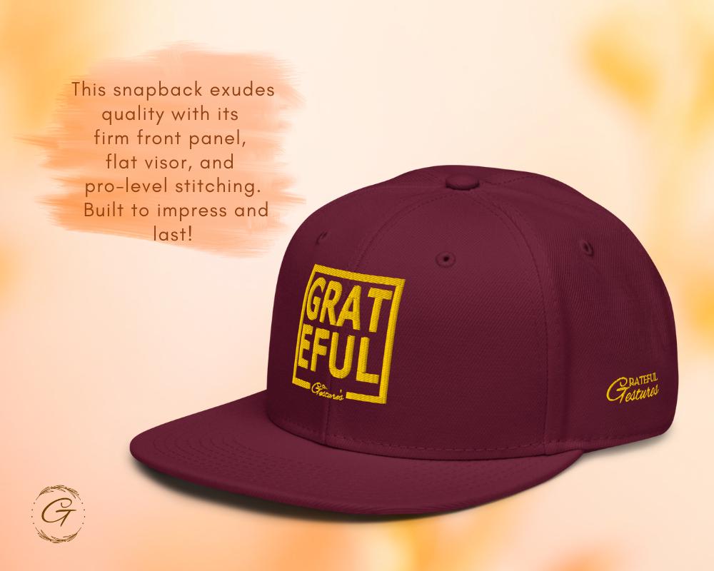Grateful Snapback Hat Embroidered Design