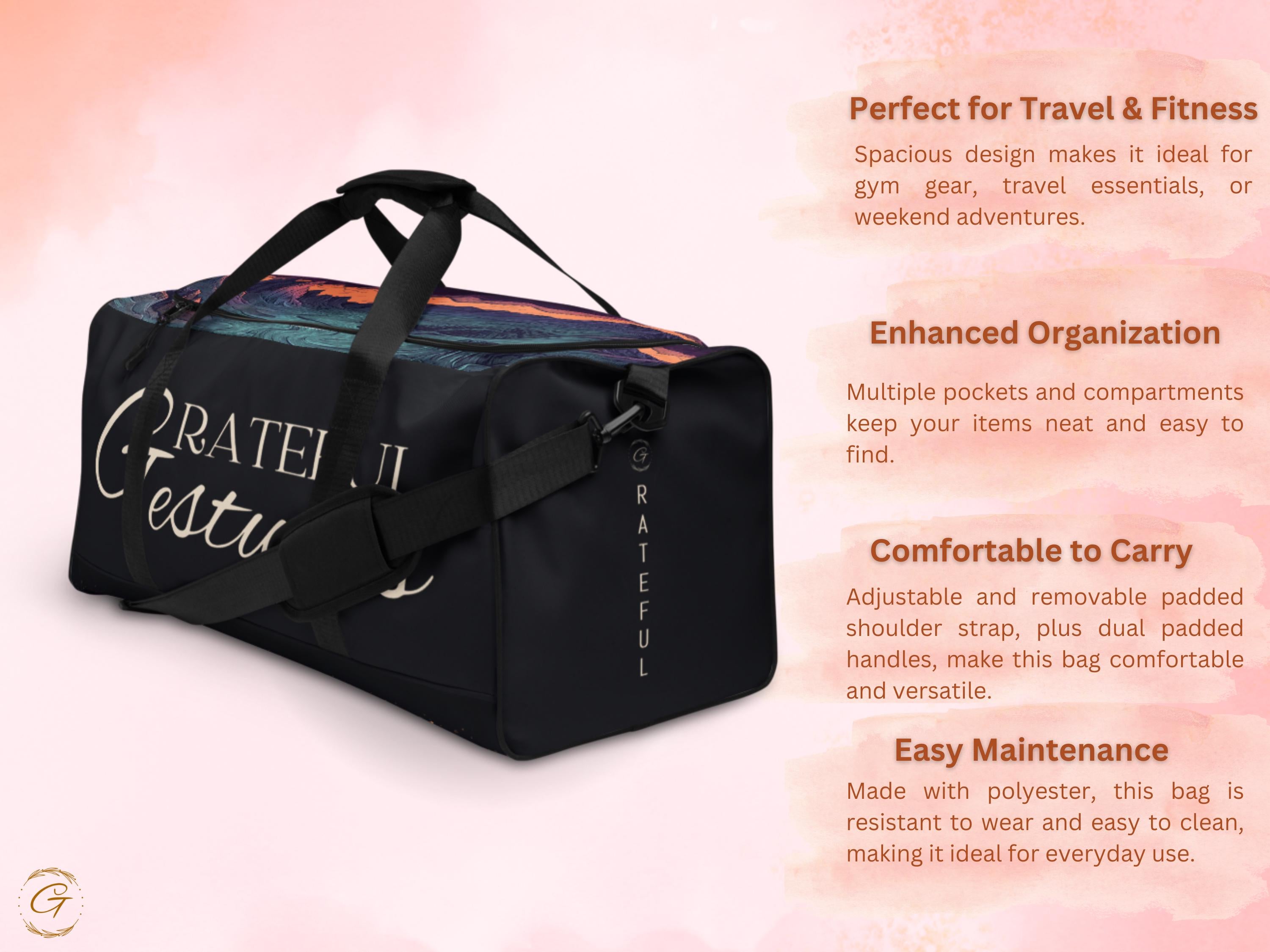 Galaxy AOP Landscape Duffle Bag -Cosmic Mountain Design, Stylish Overnight Duffel Bag, Durable Travel Tote, Gym Bag for Nature & Space Lover