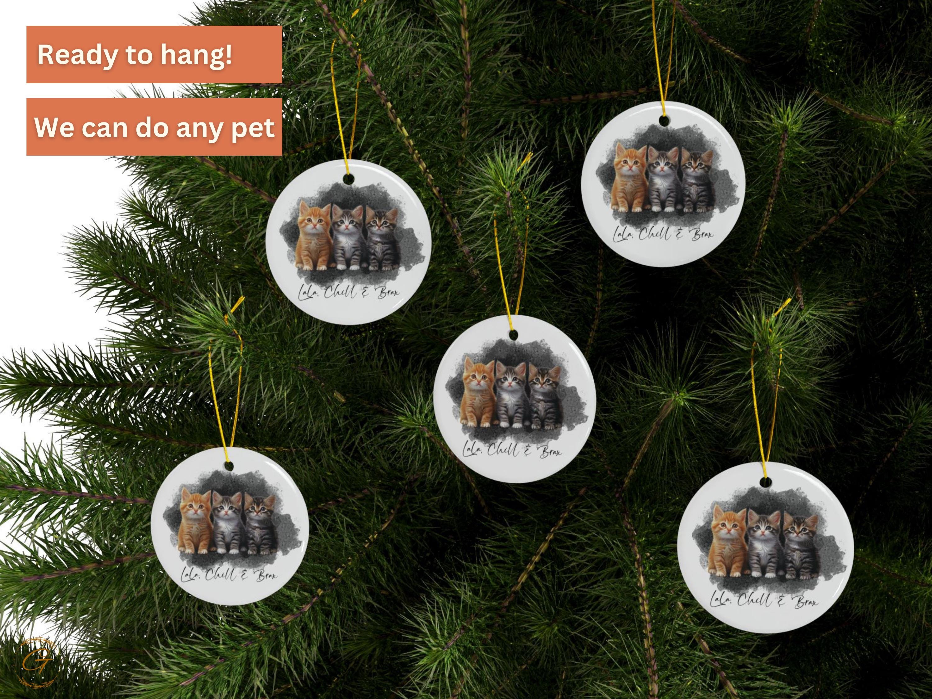 Custom Cute Kitten Trio Pet Ornament, Playful Cat Home Decor, Adorable Cat Lover Gift, Perfect Pet Lovers Keepsake, Whimsical Cat Decoration