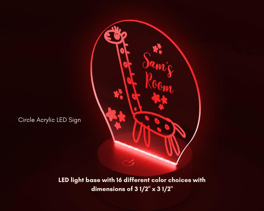 Kids Room Circle Acrylic LED Sign, Personalized Room Decor for Kids