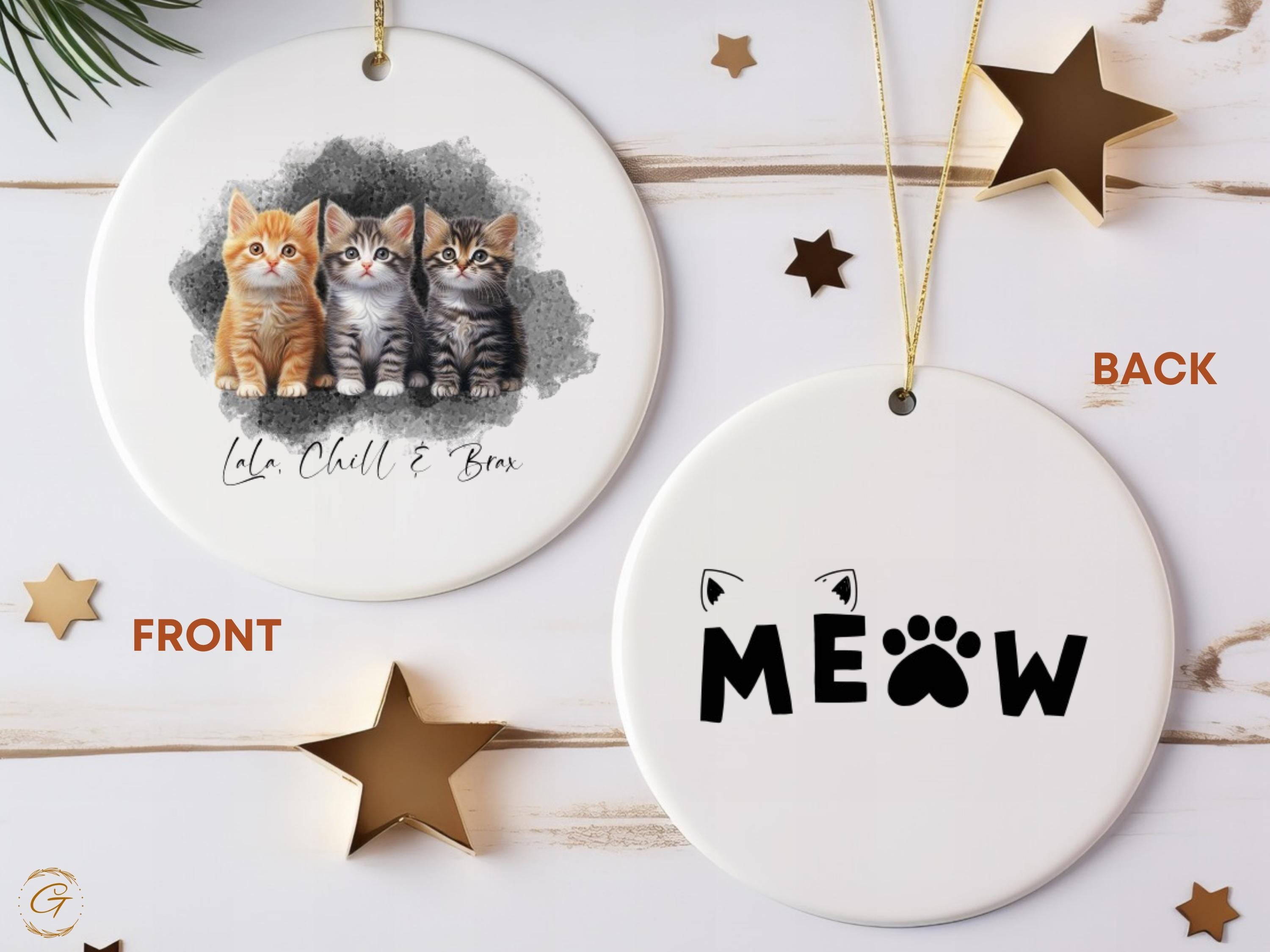 Custom Cute Kitten Trio Pet Ornament, Playful Cat Home Decor, Adorable Cat Lover Gift, Perfect Pet Lovers Keepsake, Whimsical Cat Decoration