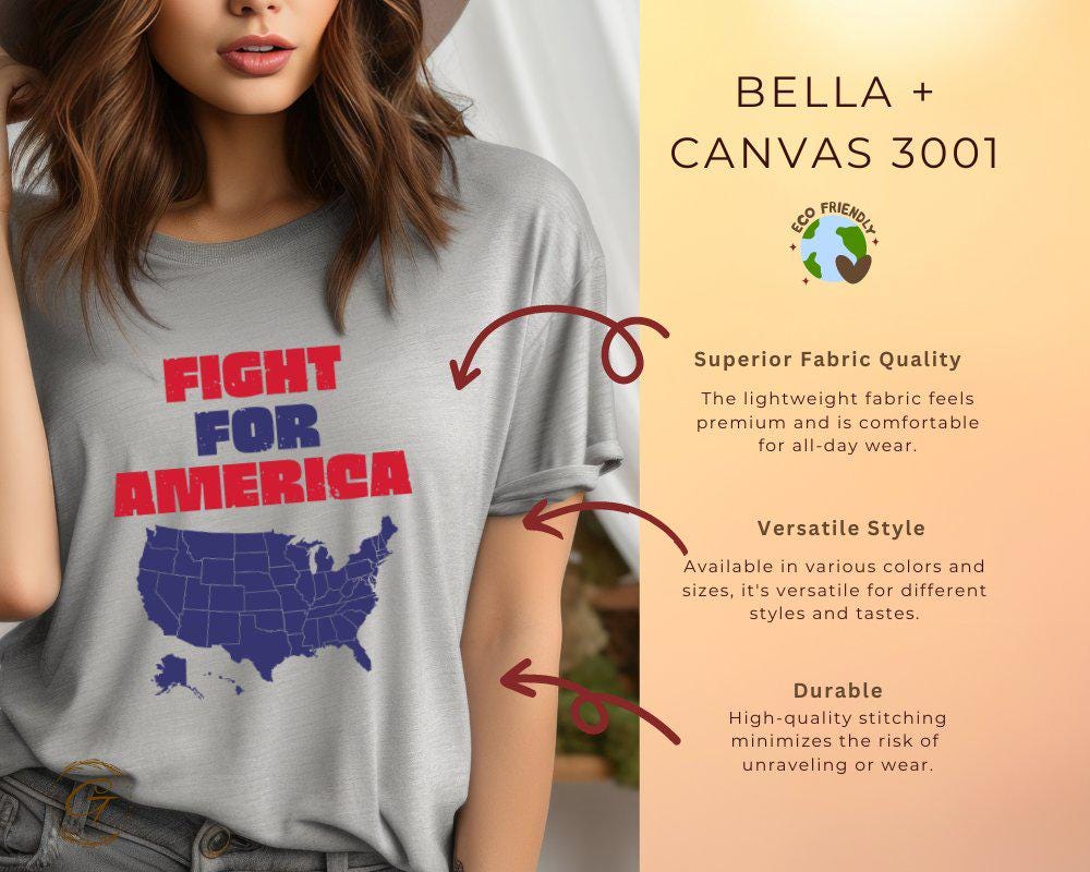Fight for America T-Shirt, Patriotic USA Map Tee