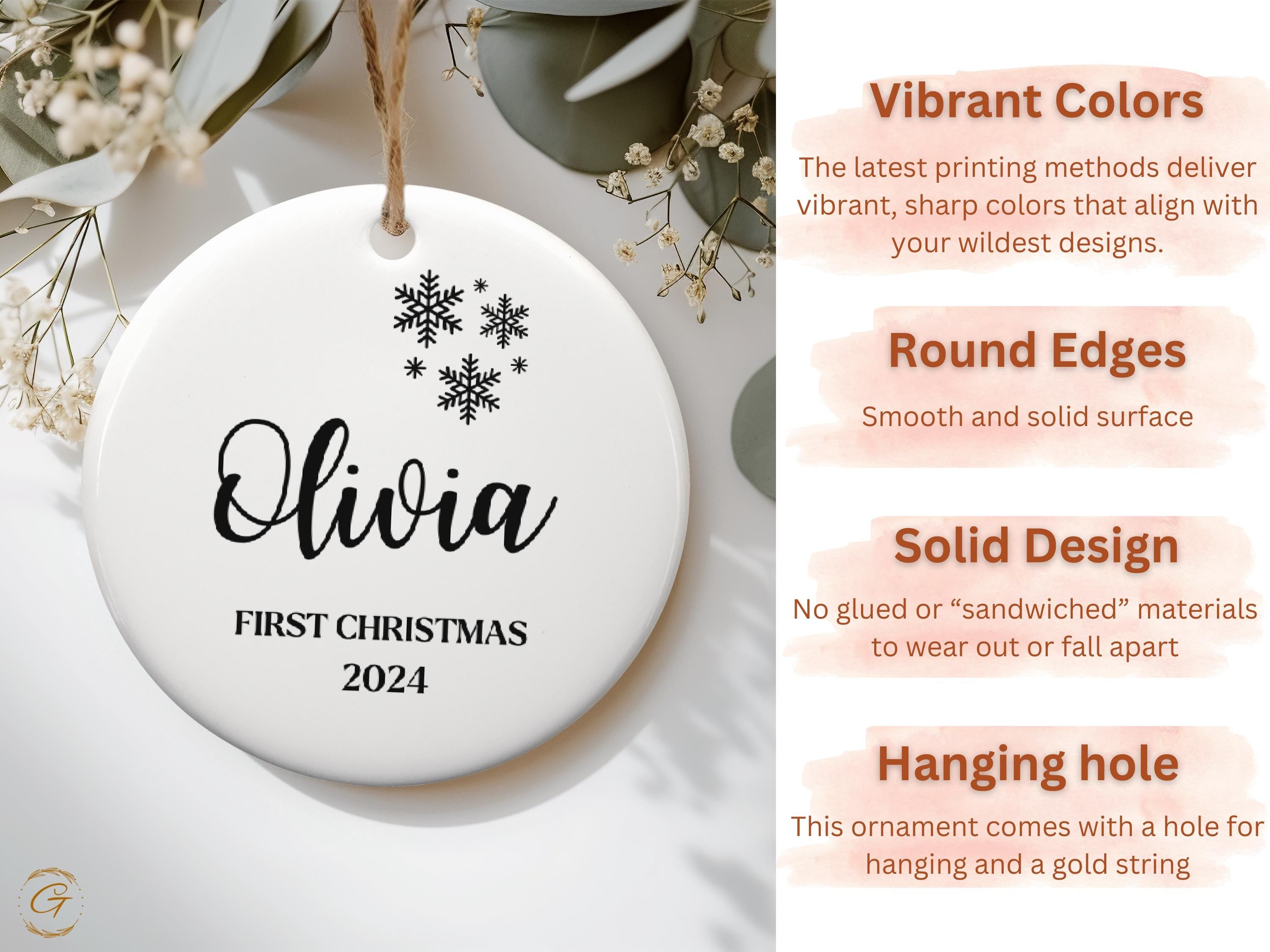 Personalized Baby's First Christmas Ornaments, Custom Name Ornament for Newborn