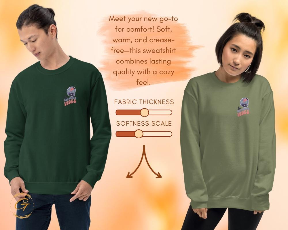 Halloween Sweatshirt, Embroidery Design Sweater, Bad Witch Halloween Pullover, Spooky Crewneck, Witchy Long-Sleeve Top, Cozy Warm-Up Sweater