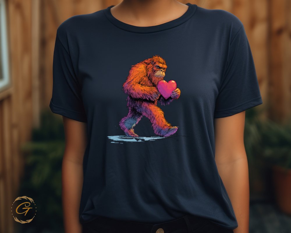 Bigfoot Holding Heart Graphic Unisex T-Shirt product