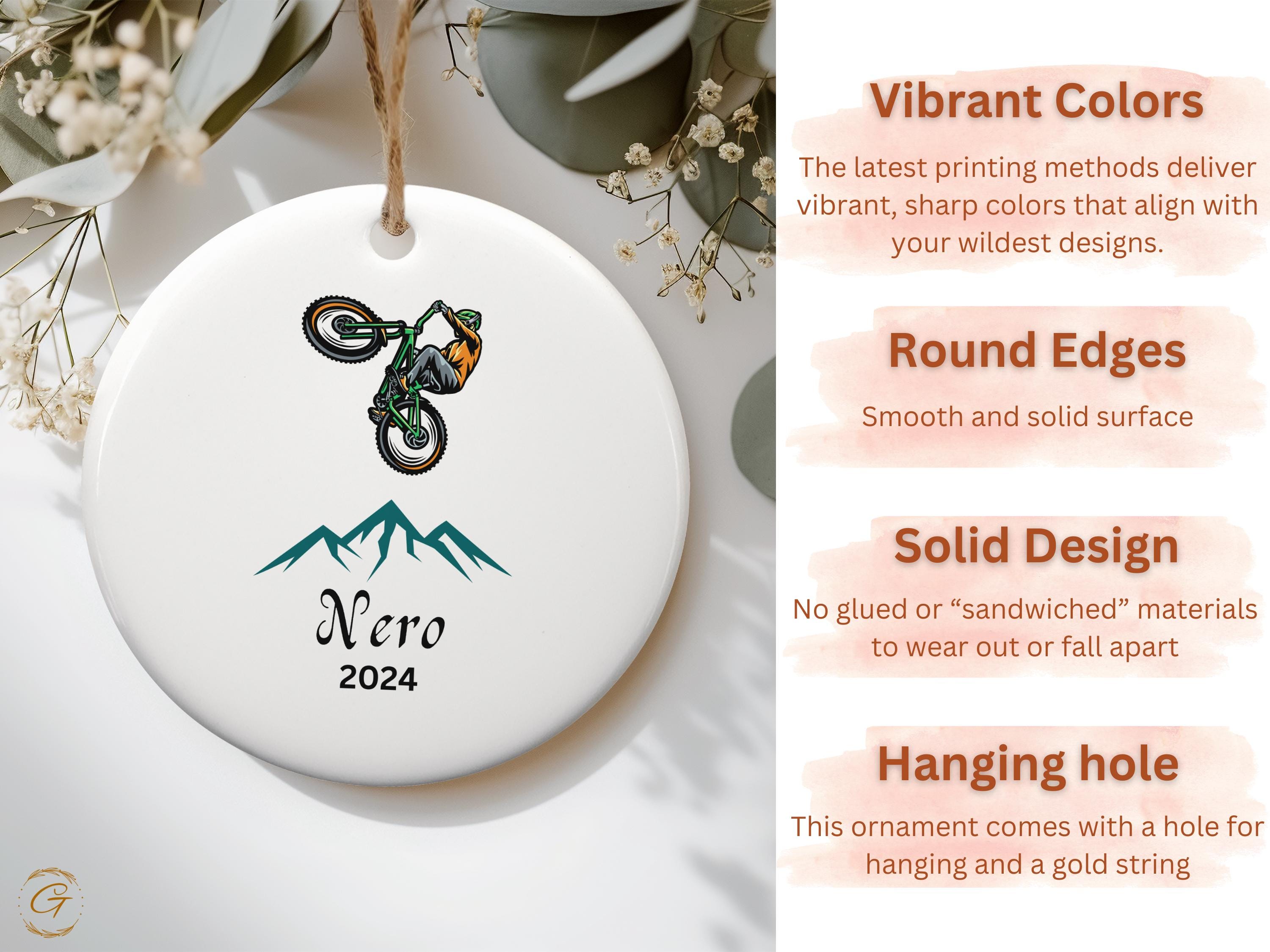 Personalized Mountain Bike Holiday Ornament, Custom 2024 Ornament, Sports Enthusiast Gifts, Unique Holiday Tree, Adventure Lovers Ideal Gift