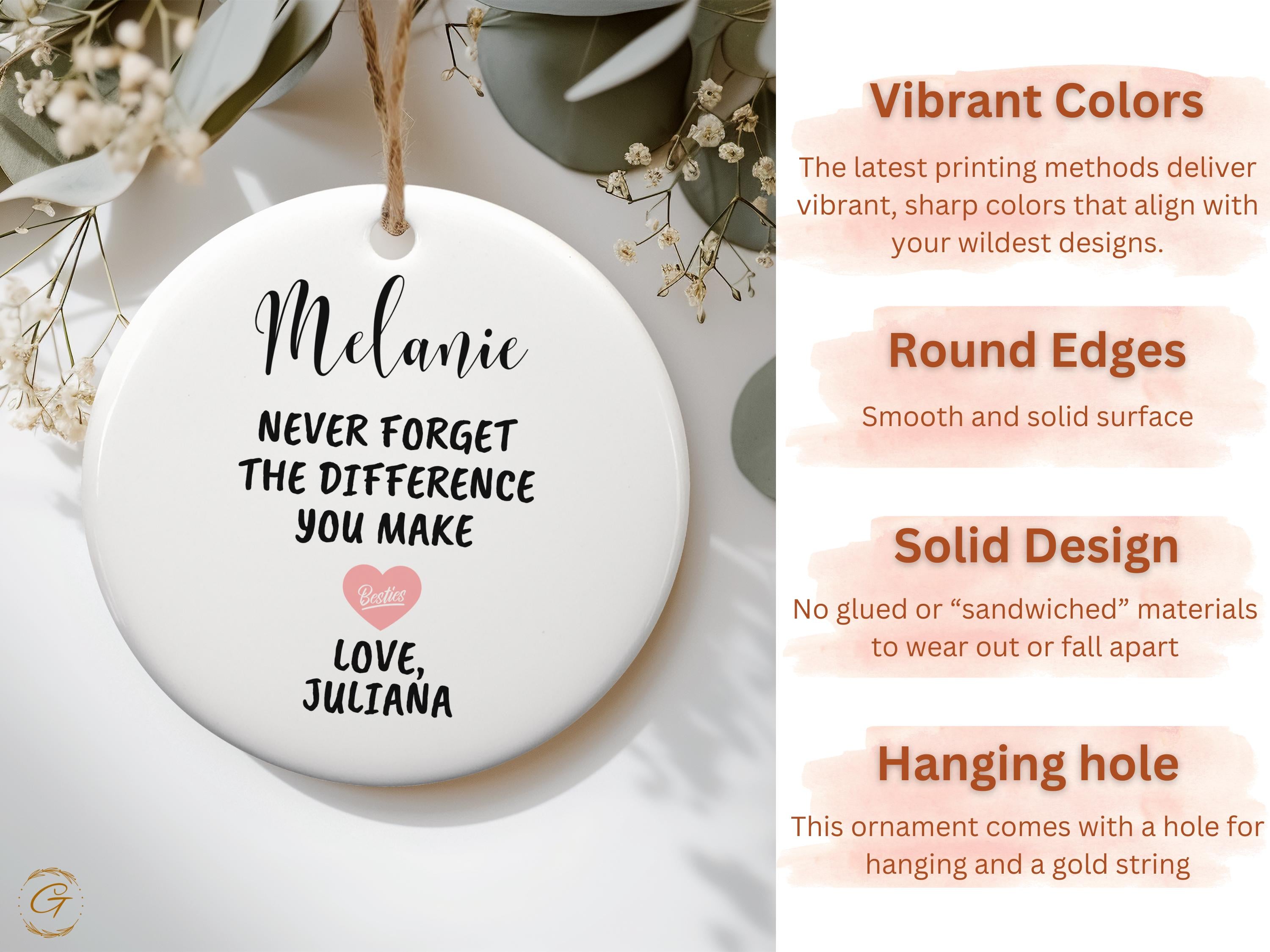 Personalized Best Friend Ornament, Custom Friendship Gift