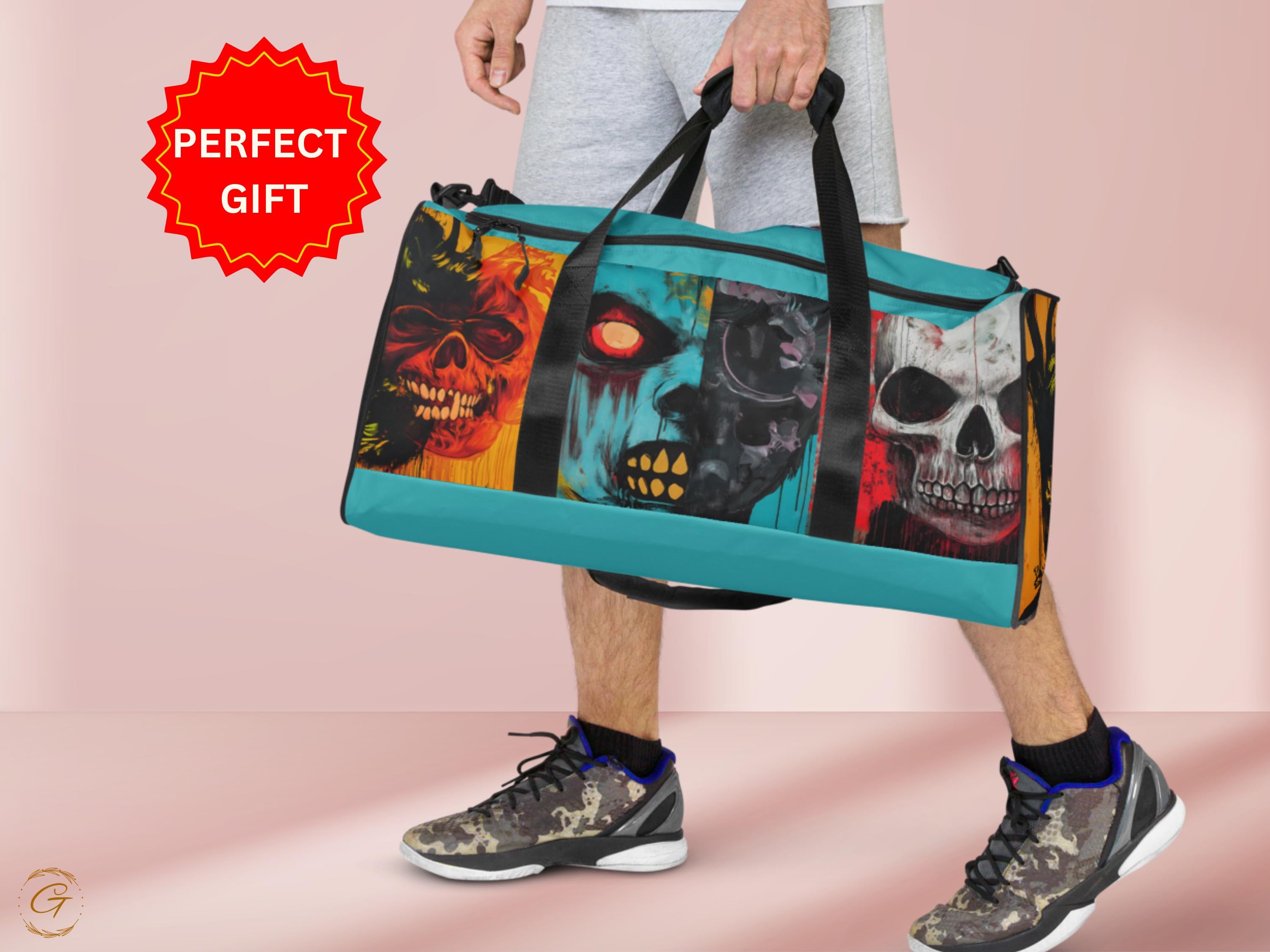 Skull AOP Duffel Bag :Unique Zombie Art Gym Bag