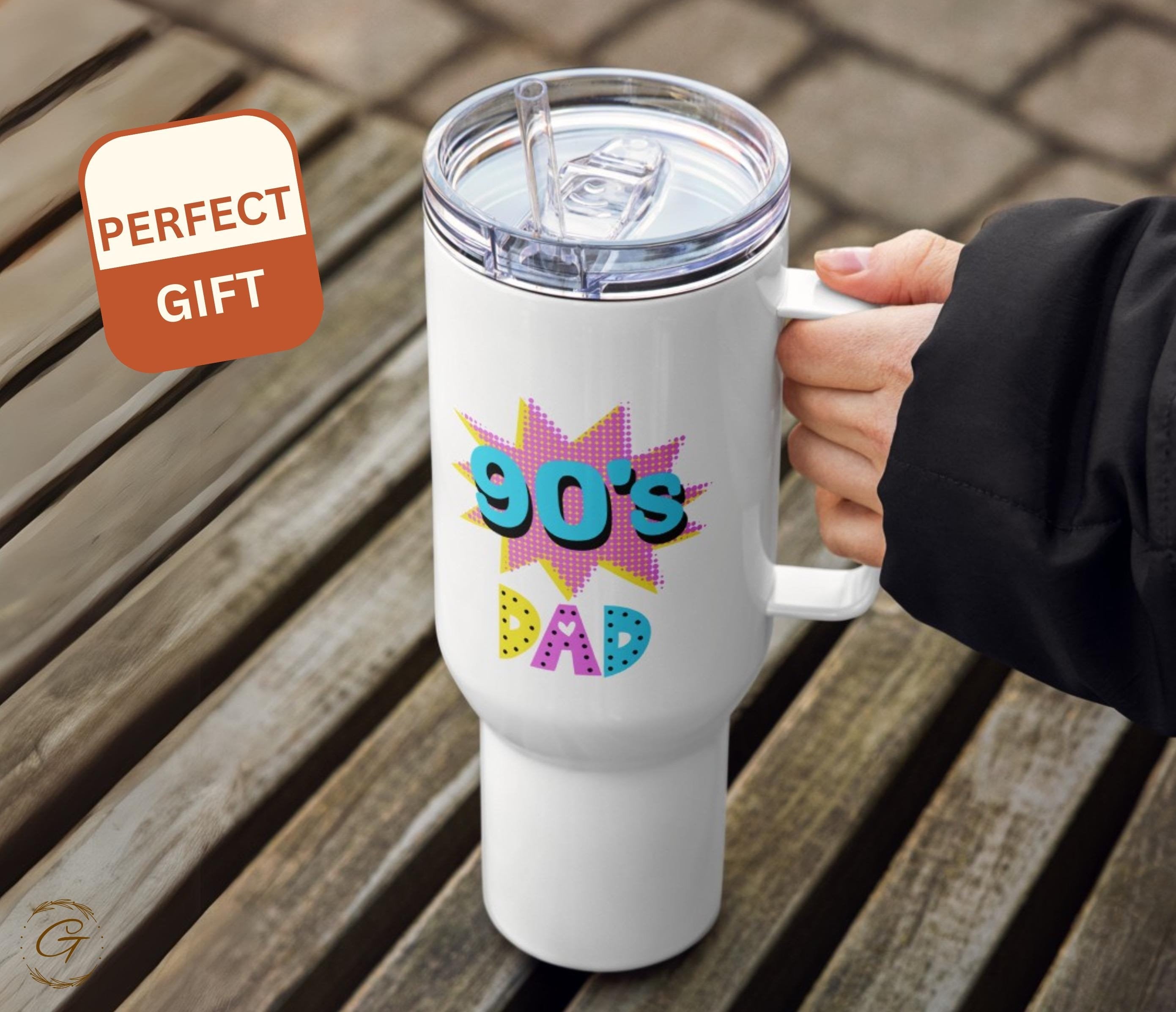 90’s Dad Travel Mug with Handle Retro Coffee Tumblers