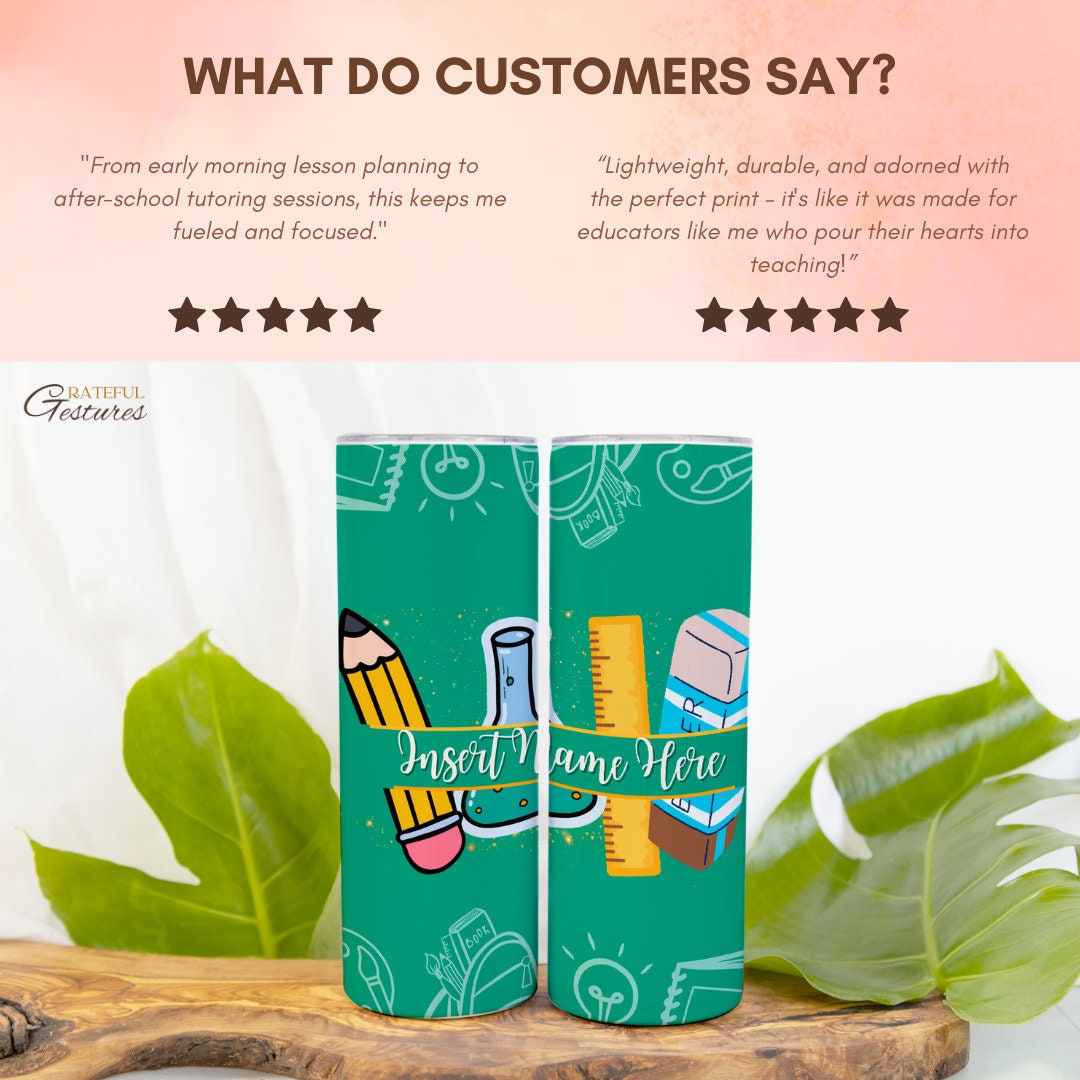 Custom Classroom Icons Tumbler - Skinny 20 oz Insulated with Straw