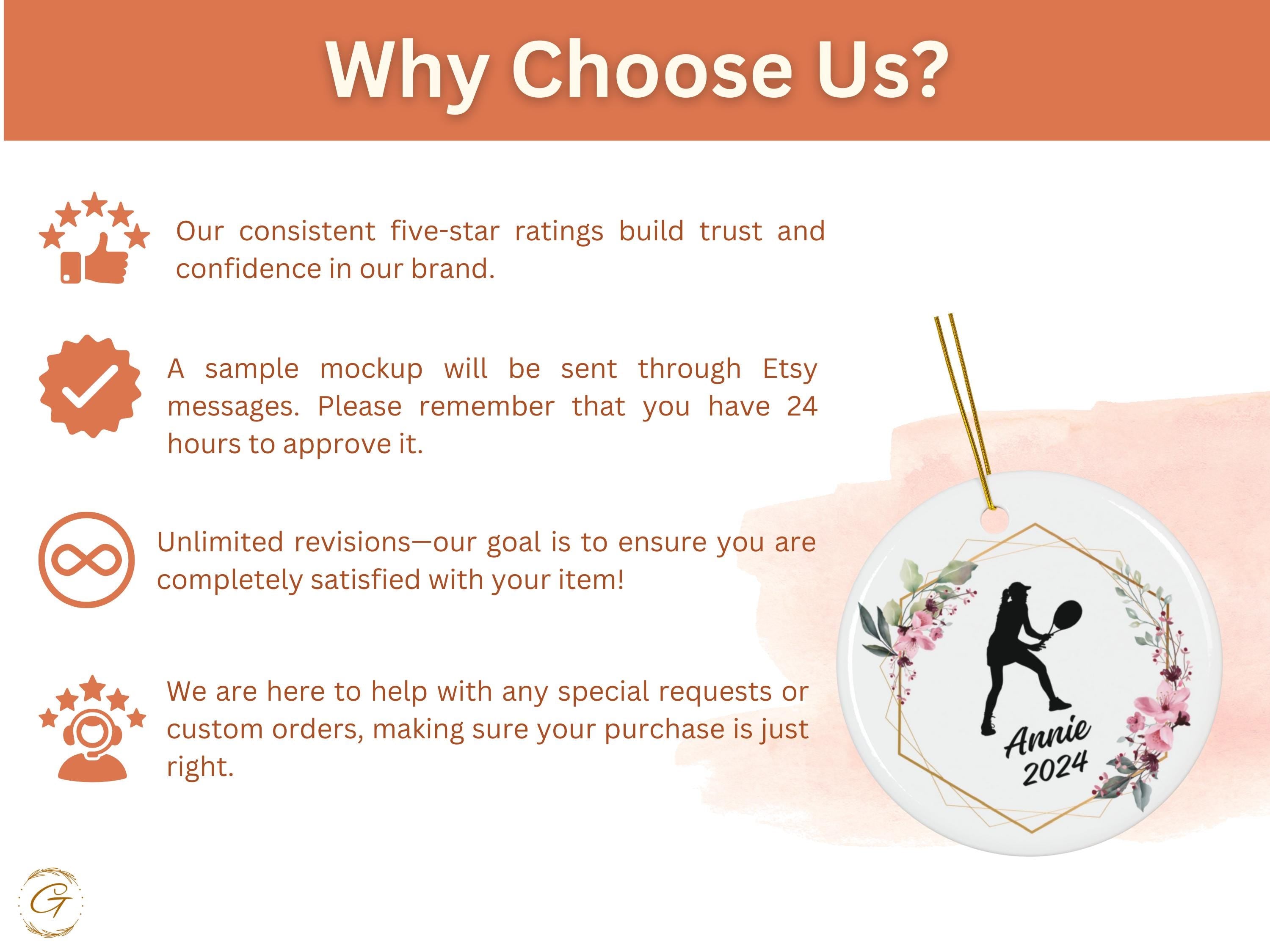 Custom Tennis Ornament, Personalised Sports Gifts, Female Tennis Player, Floral Decoration, Unique Christmas Keepsake, Gift for Tennis Lover