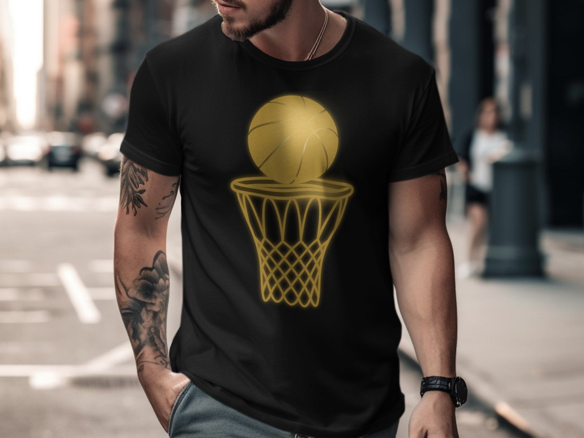 Basketball Glowing Graphic Print Casual T-Shirt product type