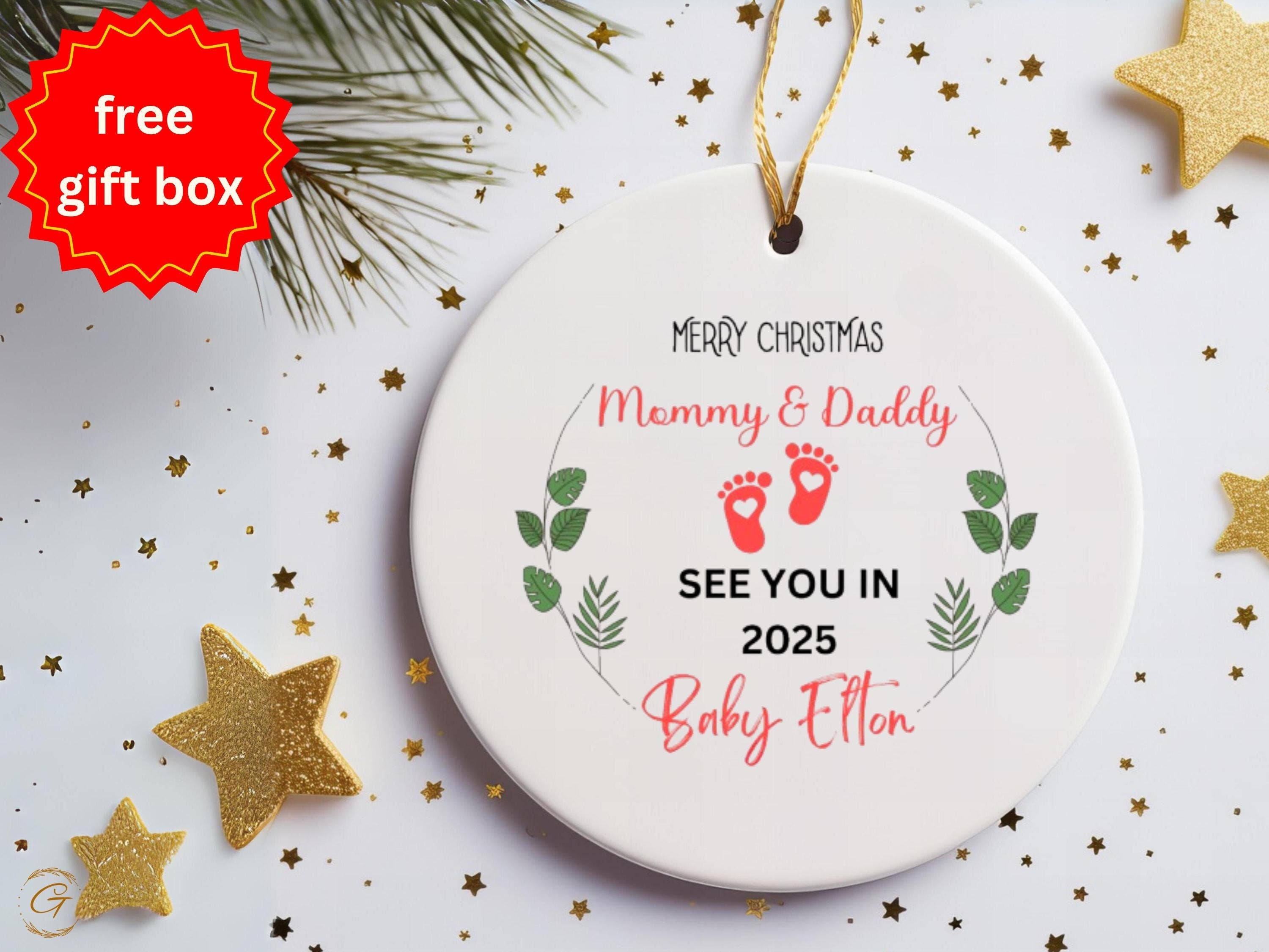Personalized Pregnancy Announcement Christmas Ornament, Personalized Gift for Expecting Parents, Custom Unique Holiday Keepsake New Families