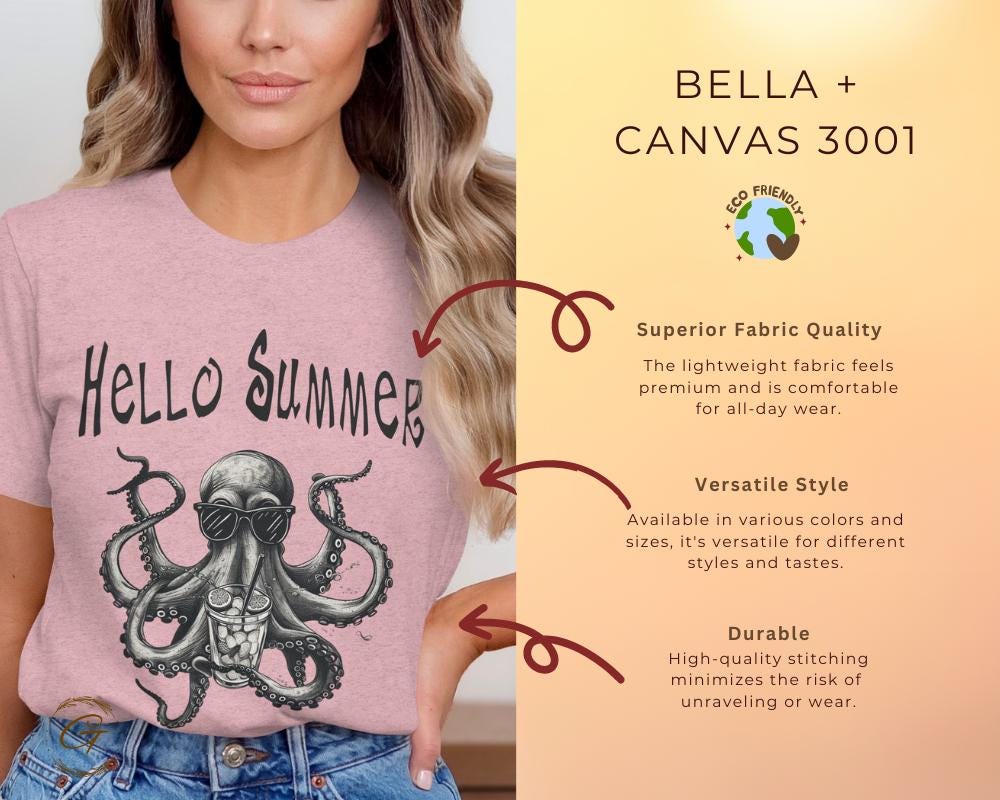 Hello Summer Tee Octopus Design T-Shirt