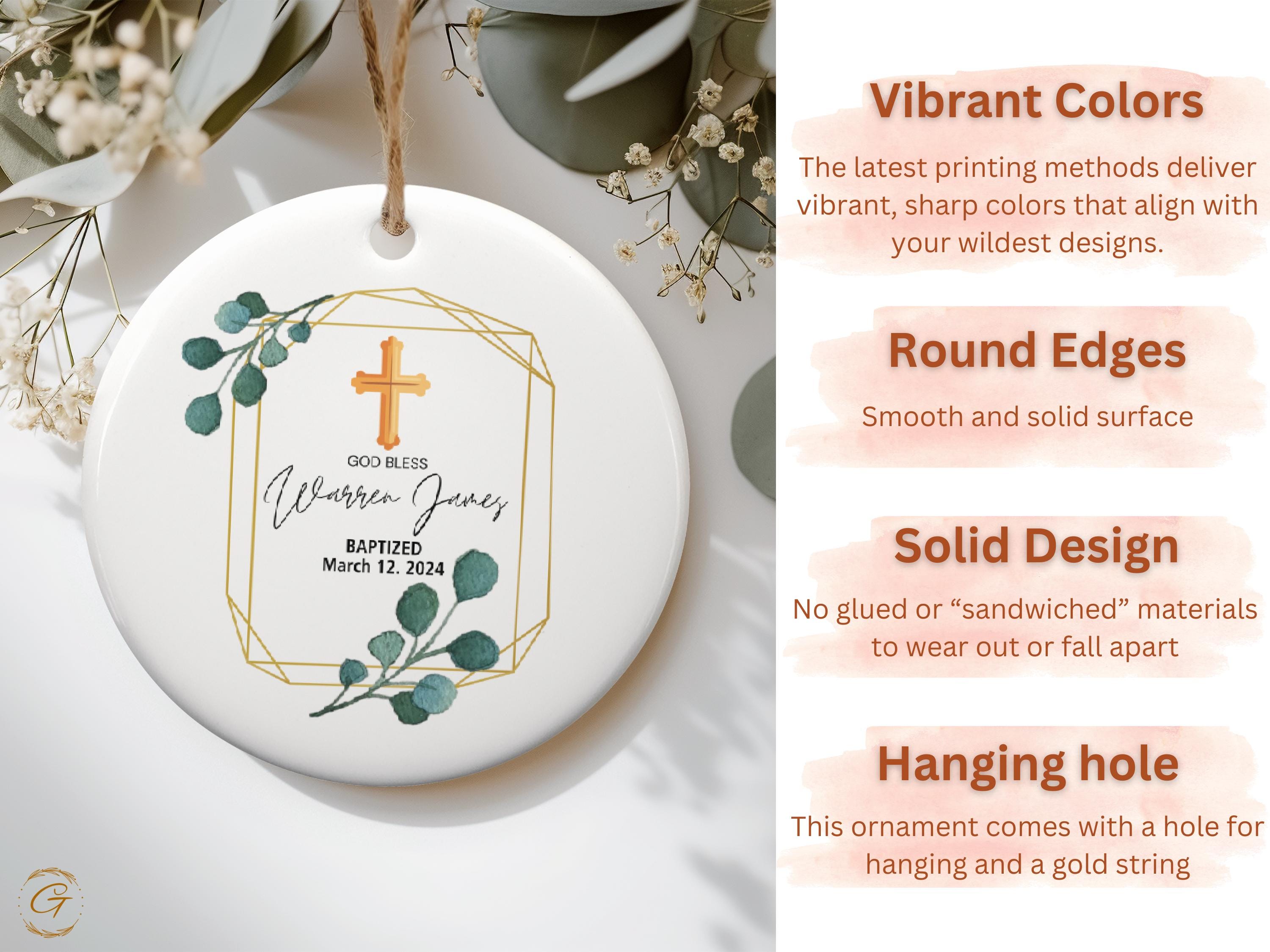 Personalized Baptism Ornament, Custom Baptism Gift, Religious Keepsake, Baby's First Baptism, Cross Decor, Unique Custom Baptism Gift Ideas
