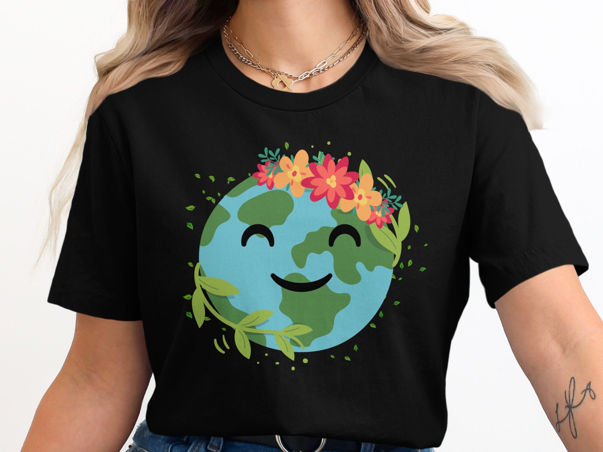 Happy Earth Graphic Tee with Floral Crown product type